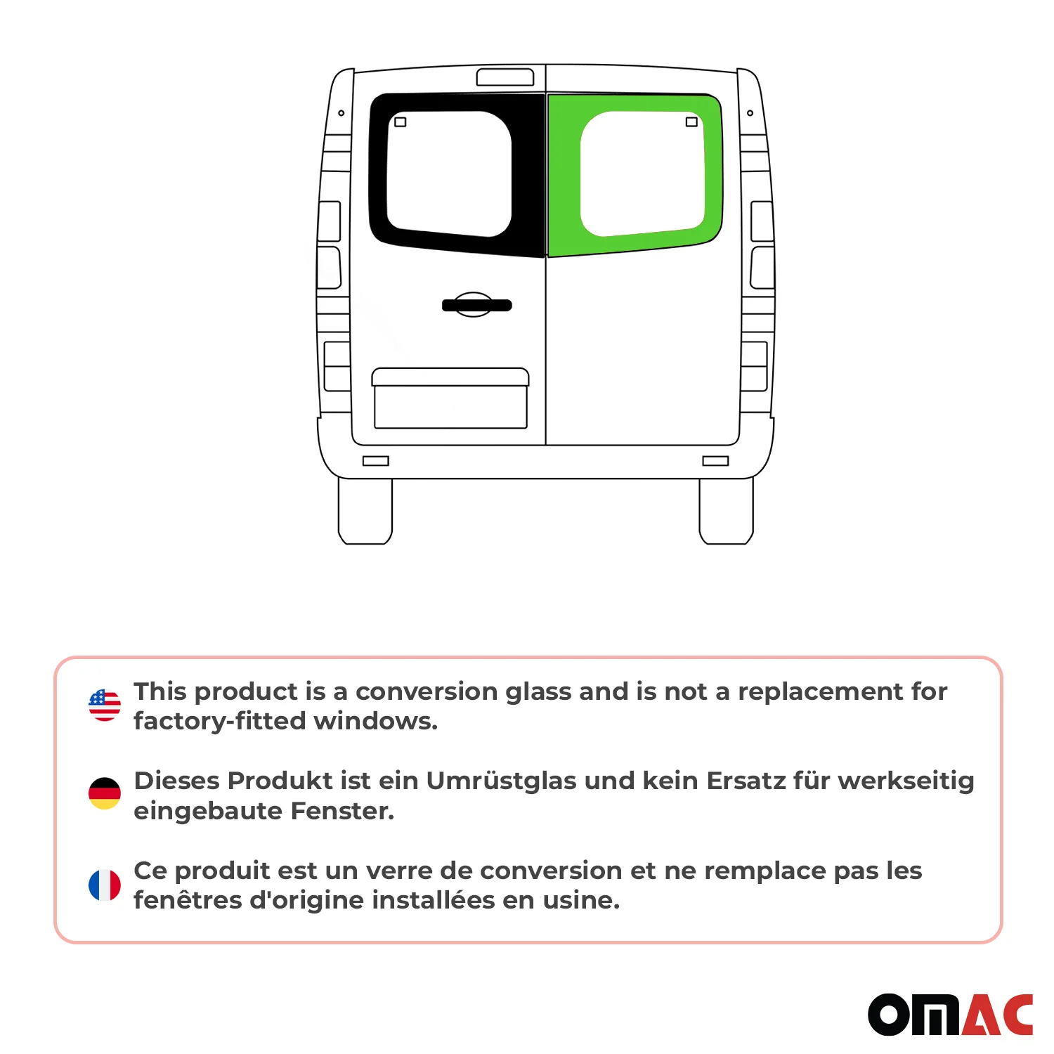 Heckscheibe Fenster für Mercedes Vito W447 2014-26 Doppelflügeltür Rechts L2 L3 - Image 2