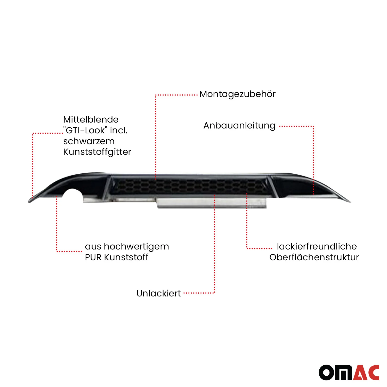RDX Heckschürzenansatz Diffuser für VW Golf VII HB 2012-2023 Unlackiert - Image 4
