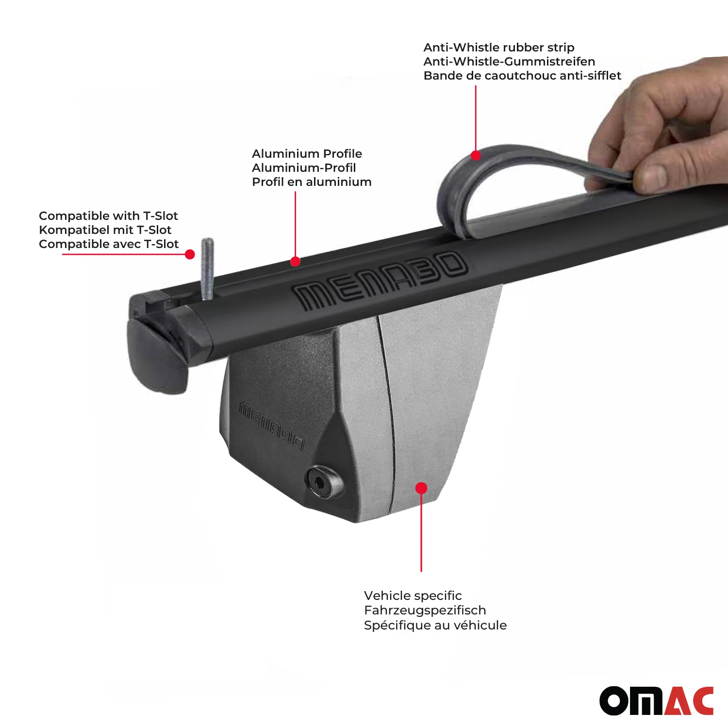 Menabo Dachträger Grundtäger für BMW 2er G42 G87 Coupe 2021-2026 75kg Schwarz 2x - Image 5