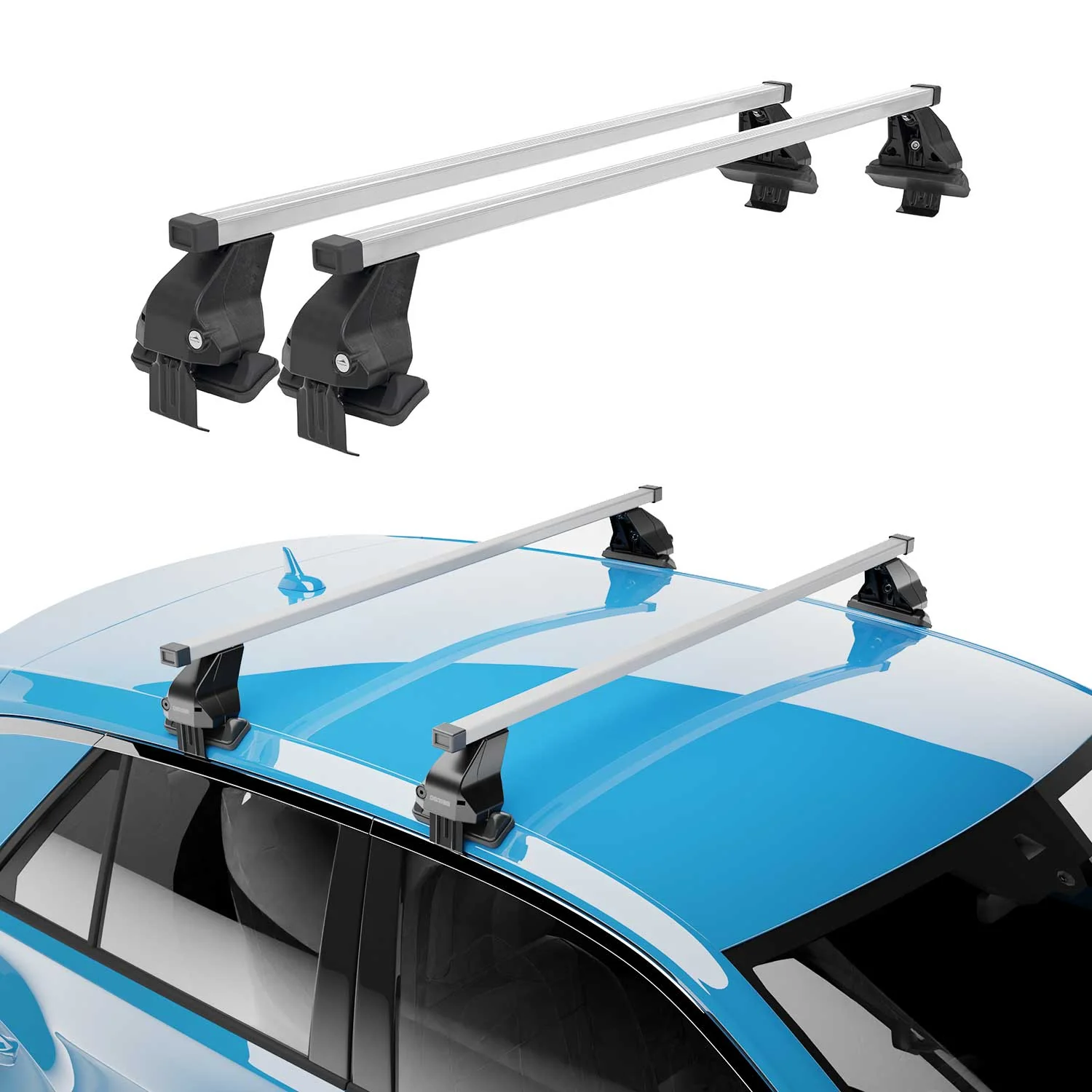 Menabo Dachträger Grundtäger für Fiat 500 2007-2024 50kg Stahl Silber 2 tlg - Image 2