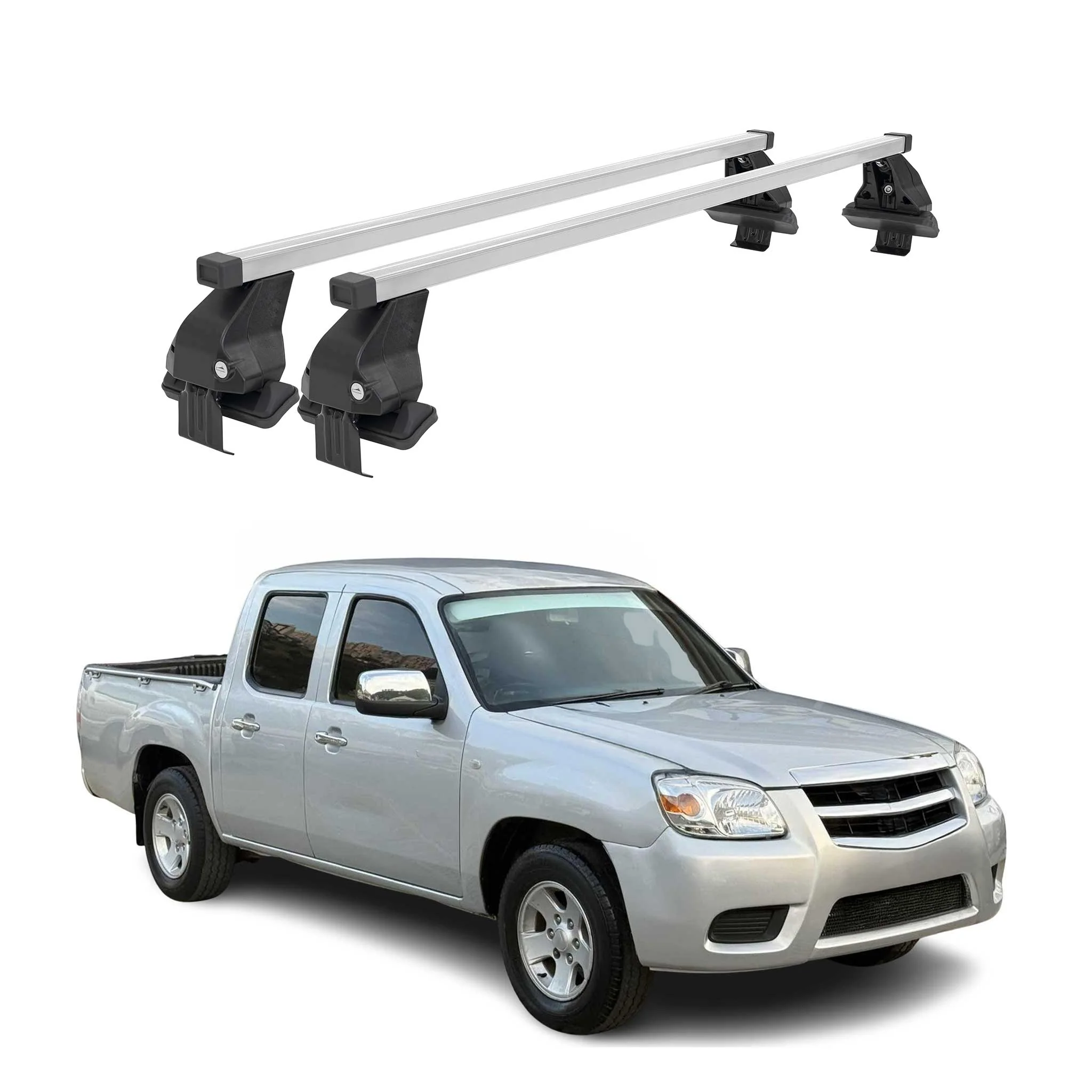 Menabo Dachträger Grundtäger für Mazda BT-50 2011-2020 50kg Stahl Silber 2 tlg
