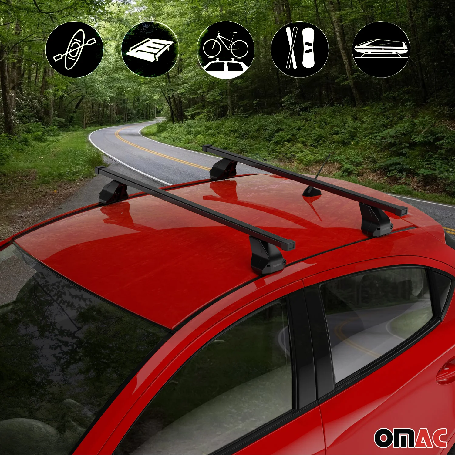 Menabo Dachträger Grundtäger für Peugeot 607 2005-2010 FL 75kg Stahl Schwarz 2x - Image 3