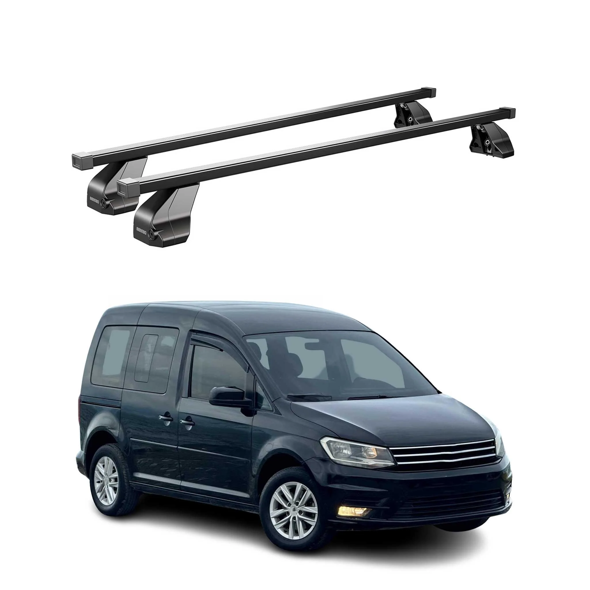Menabo Dachträger Grundtäger für VW Caddy 2015-2020 75kg Stahl Schwarz 2 tlg