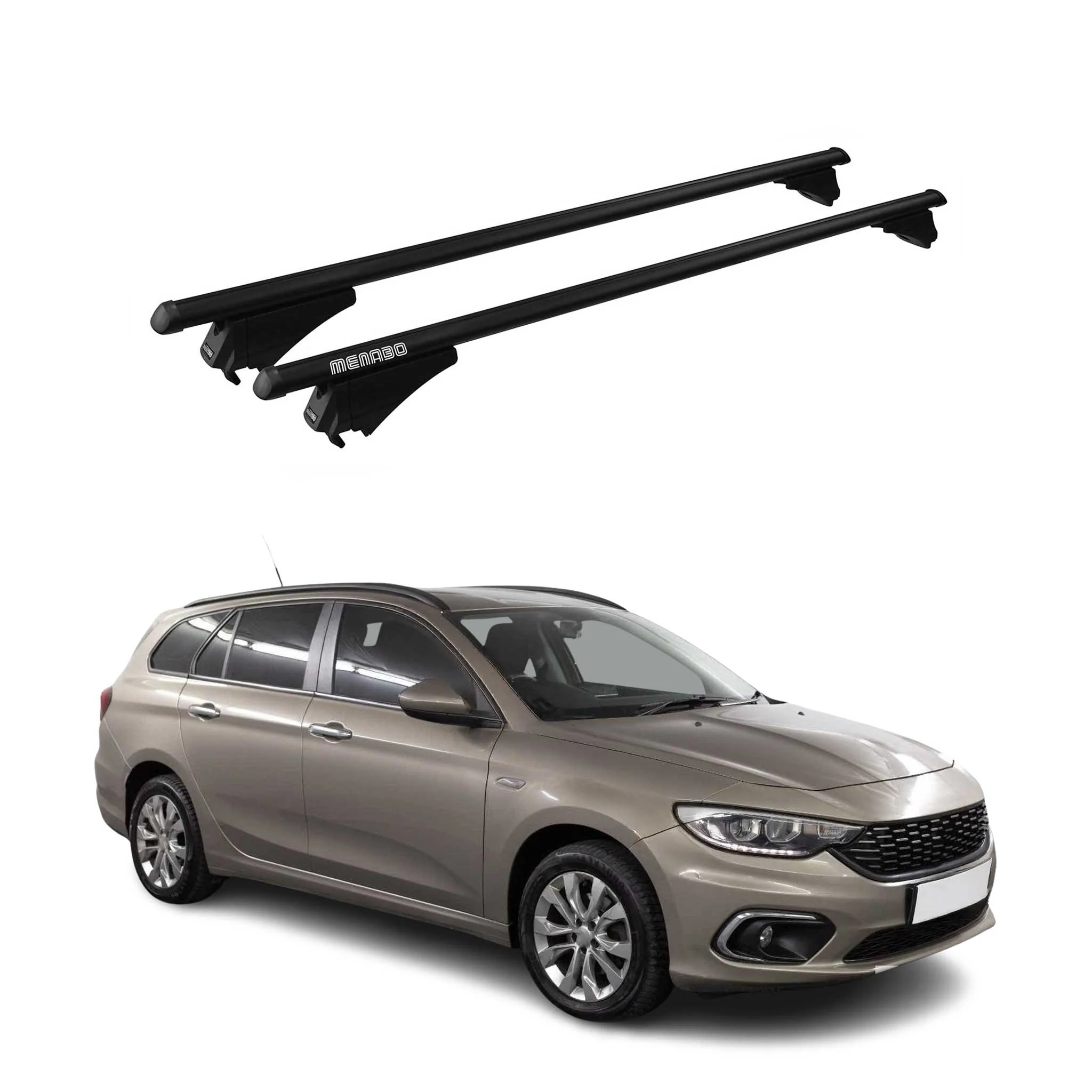 Menabo Grundträger Dachträger für Fiat Tipo Kombi 2015-2026 ABE Alu Schwarz 2x