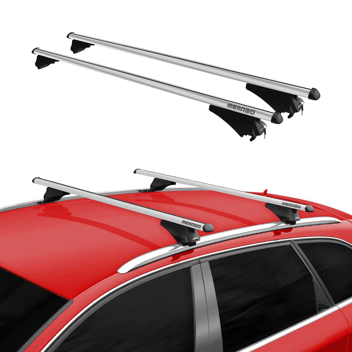 Menabo Dachträger für Peugeot 308 Kombi 2014-2021 75kg Aluminium Silber 2x - Image 2