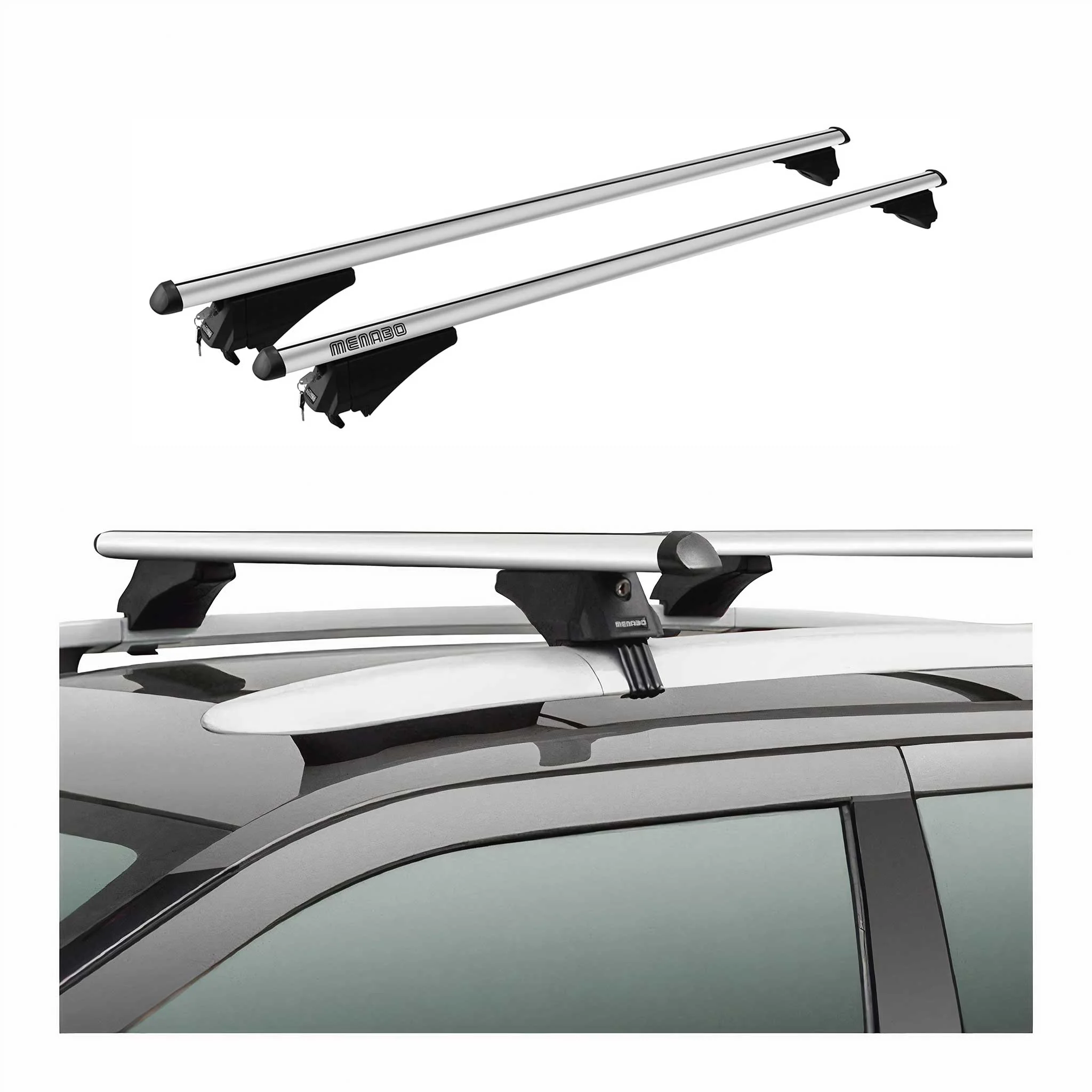 Menabo Dachträger für Land Rover Discovery Sport 2015-2019 75kg Alu Silber 2x - Image 2