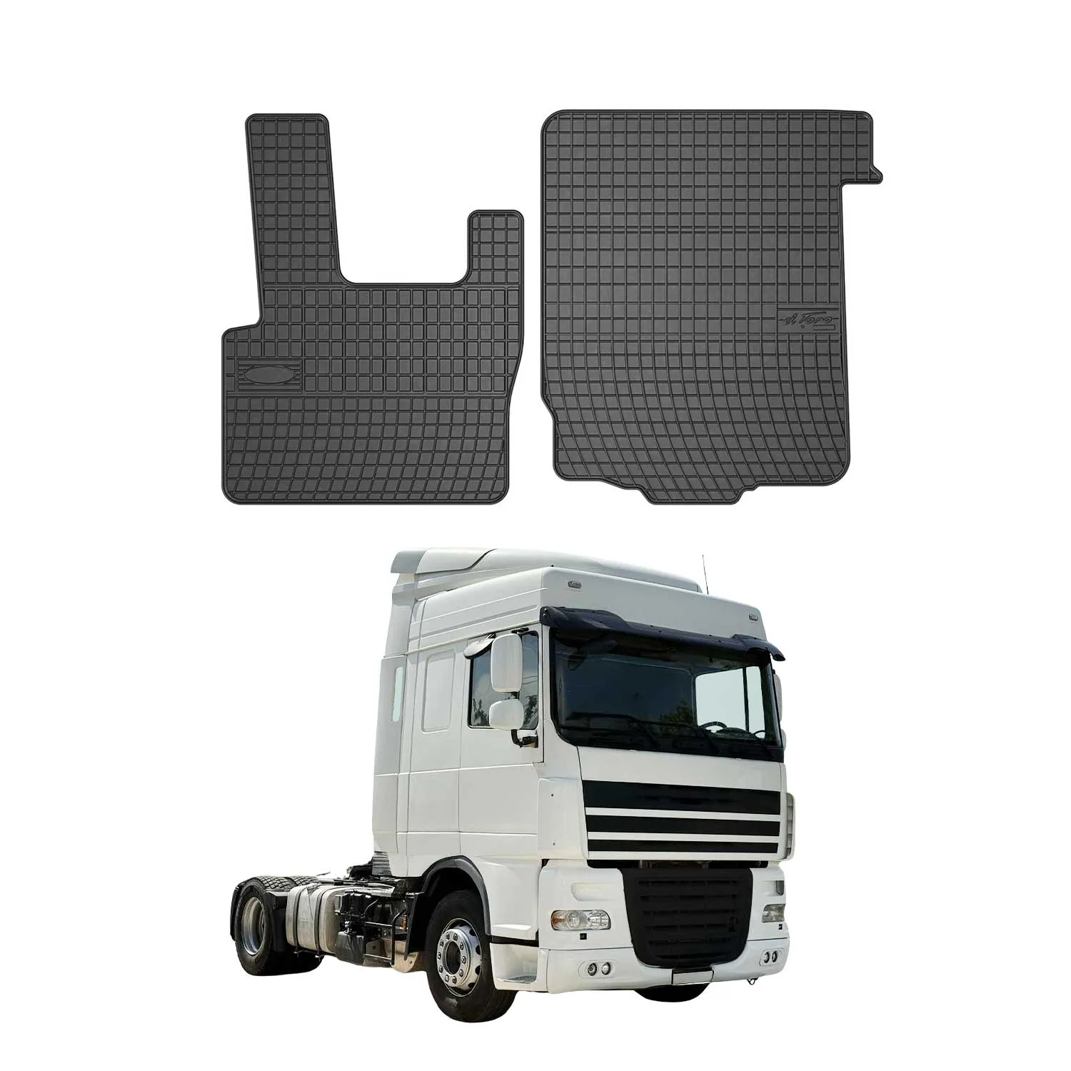 OMAC Gummi Fußmatten für DAF XF 95 105 1997-2026 Automatten Gummi Schwarz 2tlg