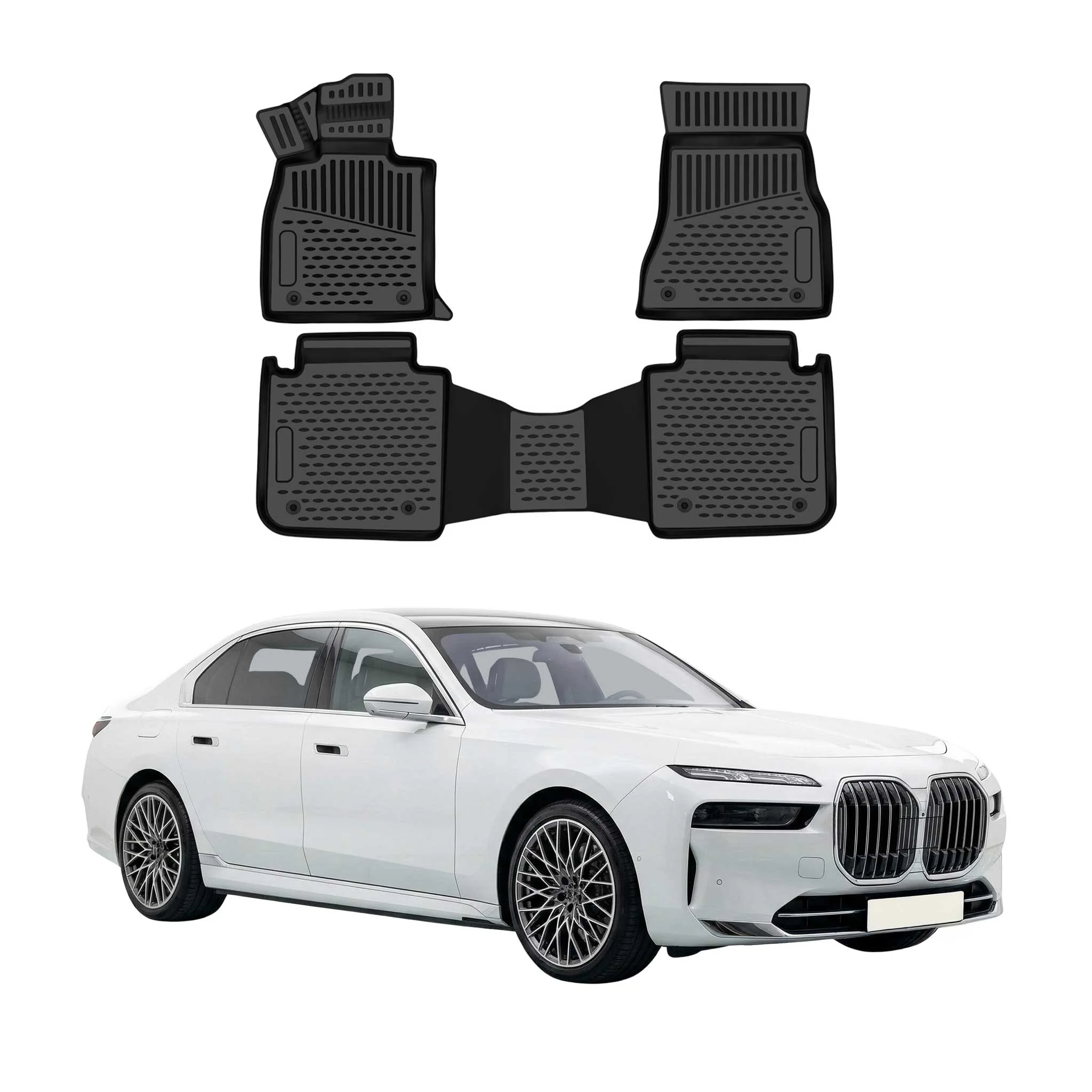 OMAC Gummimatten Fußmatten für BMW 7er G70 2022-2026 TPE Automatten Schwarz 3tlg