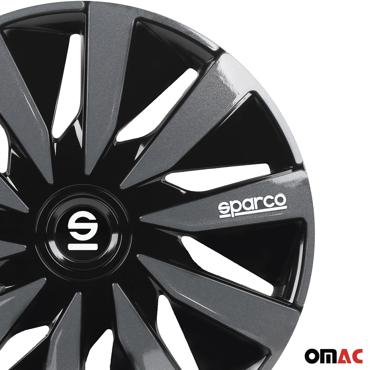 Radkappen Radzierblenden Sparco Lazio 14" Zoll Abdeckung Set Schwarz Grau 4x - Image 8