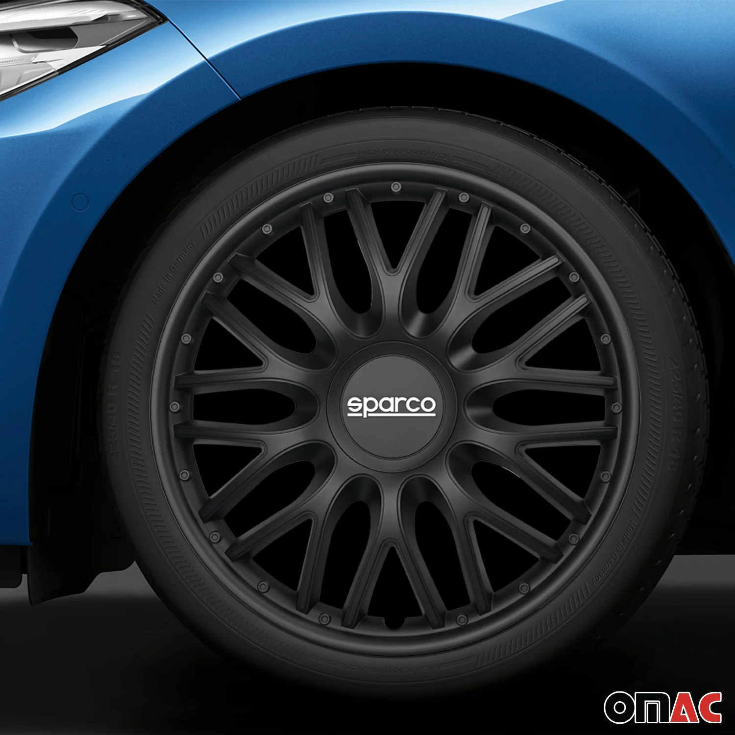 Radkappen Radzierblenden Sparco Roma 15" Zoll Auto Abdeckung Set Schwarz 4x - Image 2