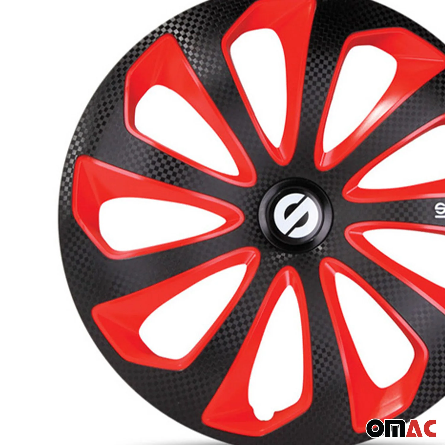 Radkappen Radzierblenden Sparco Sicilia 14" Zoll Abdeckung Schwarz Rot Carbon 4x - Image 7