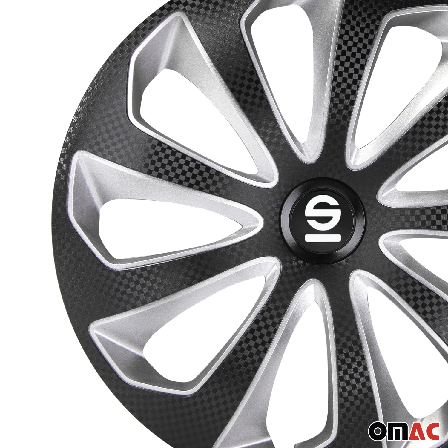 Radkappen Radzierblenden Sparco Sicilia 14" Zoll Auto Schwarz Carbon Silber 4x - Image 7