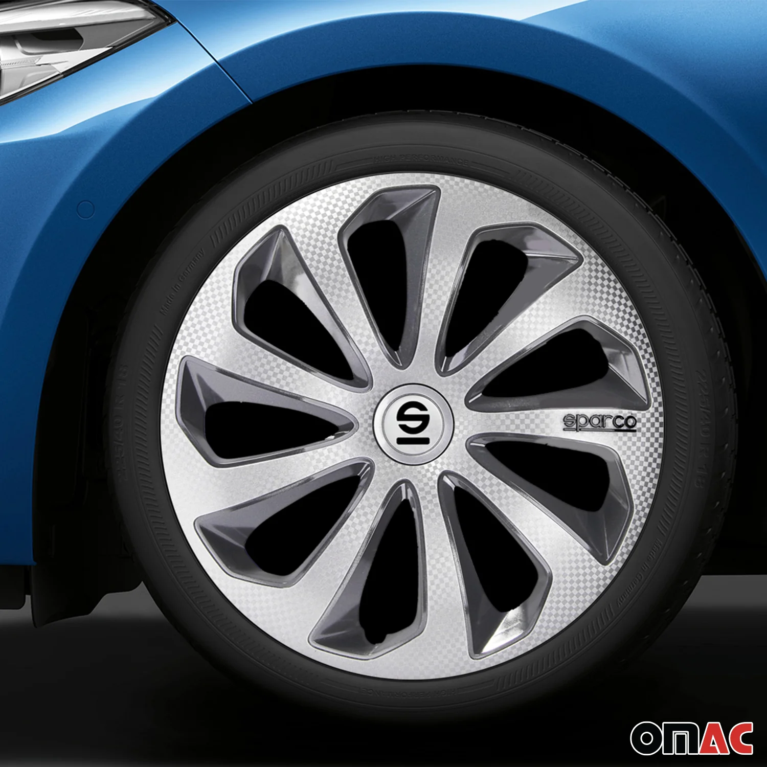 Radkappen Radzierblenden Sparco Sicilia 16" Zoll Abdeckung Silber Carbon Grau 4x - Image 2