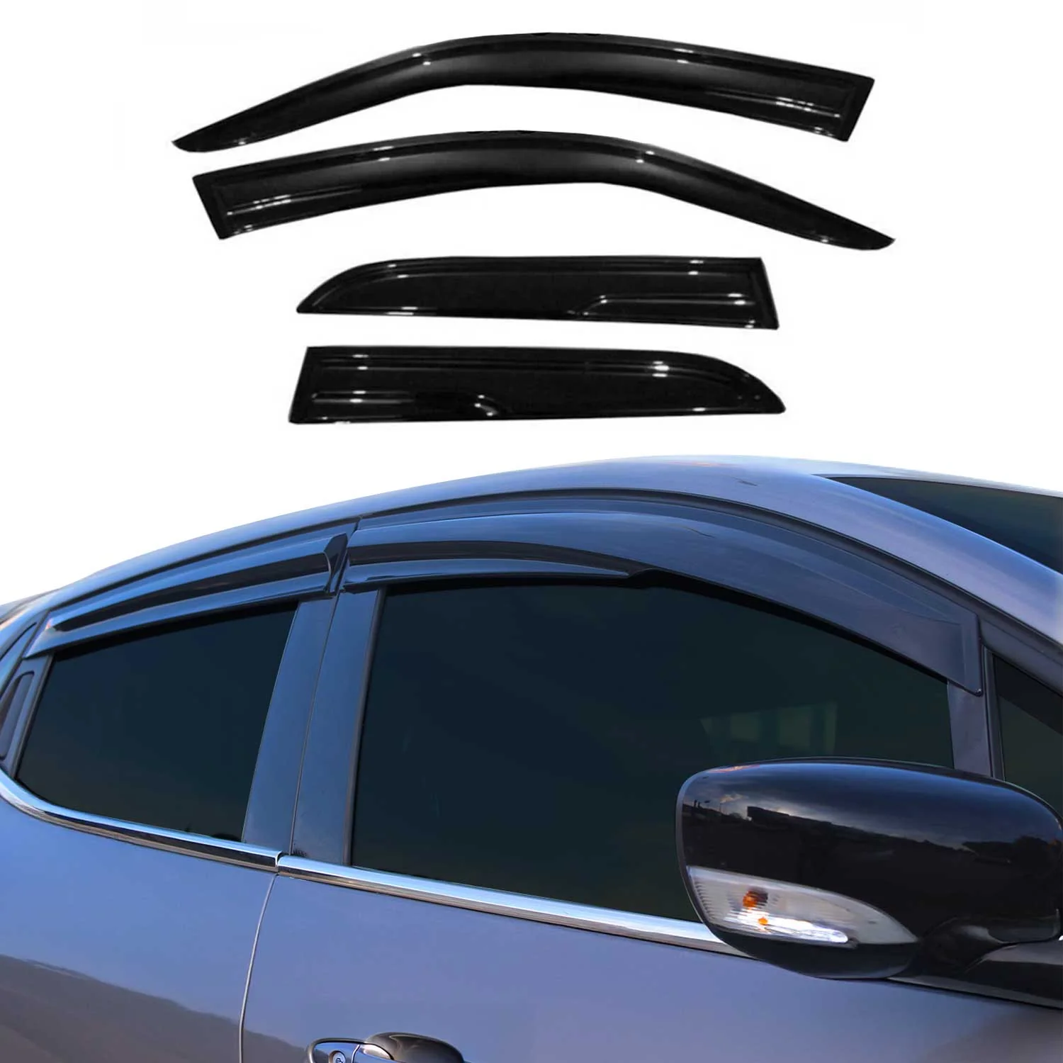 4x Windabweiser Regenabweiser für Seat Ibiza 2002-2008 Acryl Dunkel
