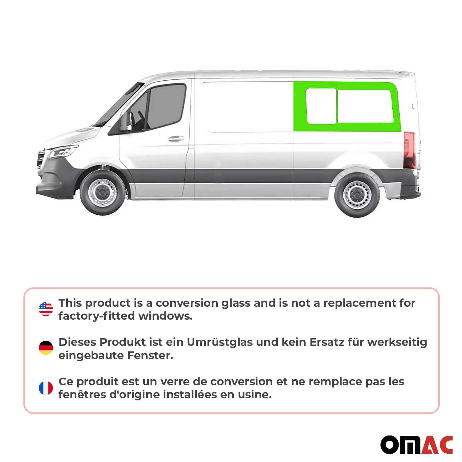 Schiebefenster Sicherheitsglas für VW Crafter 2006-2017 Links Hinten Fenster L2 - Image 2