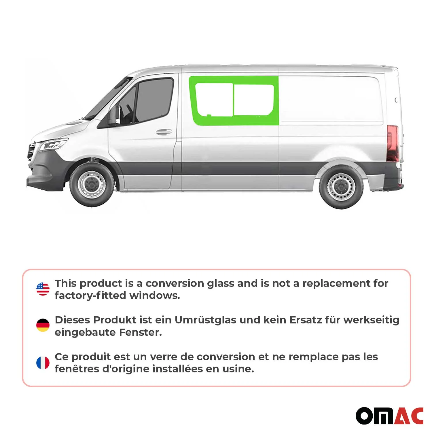 Schiebefenster Sicherheitsglas für VW Crafter 2006-2017 Links Vorne L2 L3 L4 - Image 2