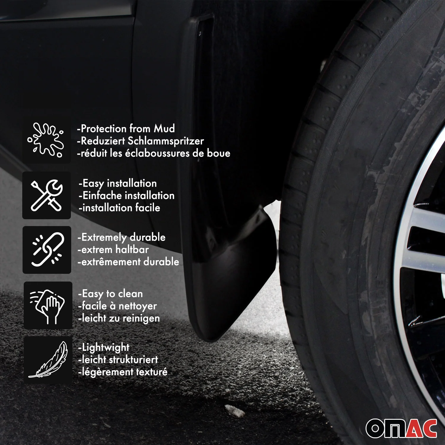 Schmutzfänger Kotflügel für Citroen Berlingo 2008-2026 Hinten ABS Schwarz 2x - Image 3