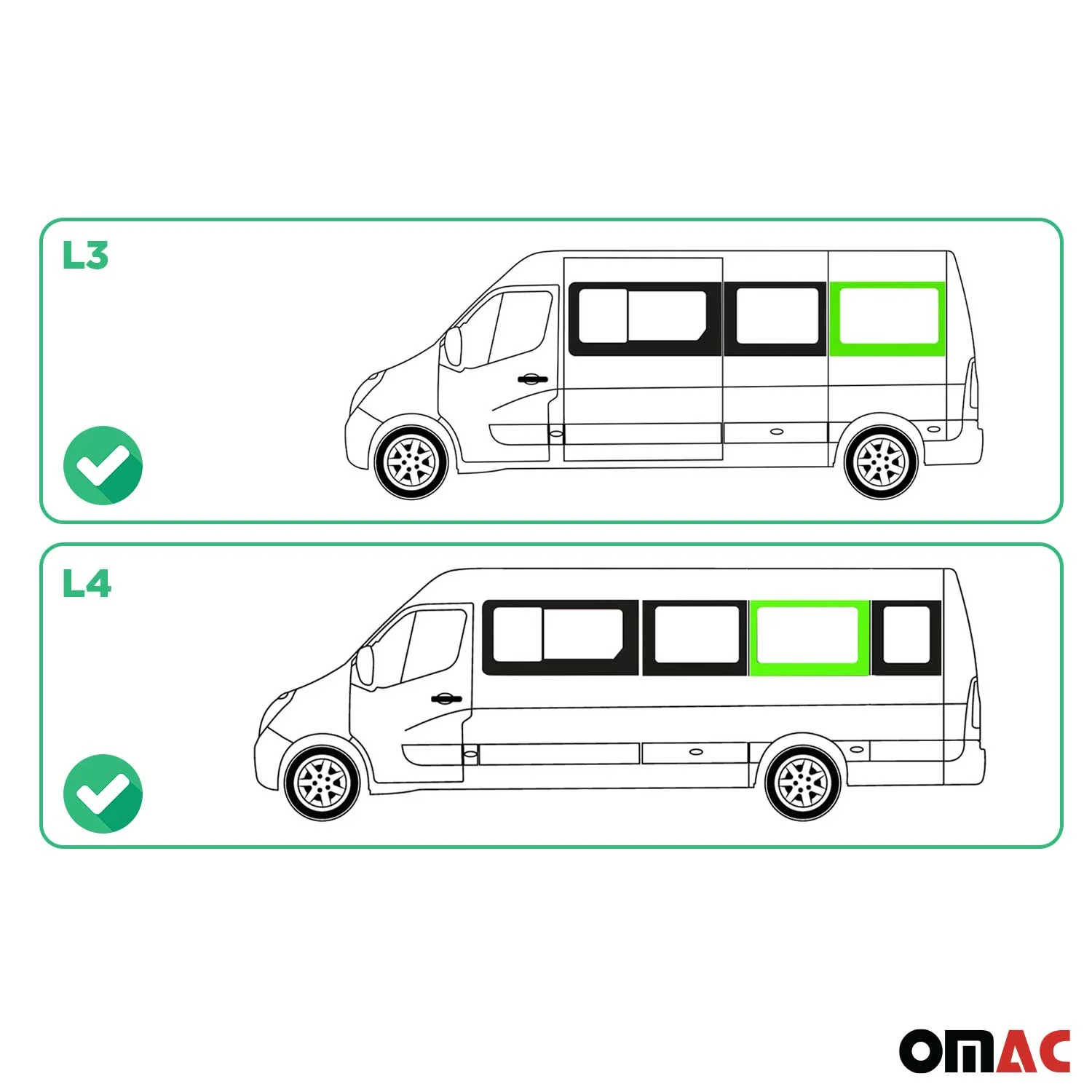 Seitenfenster Auto für Opel Movano 2010–2021 Links L3 Mittel L4 Mitte vorne - Image 3