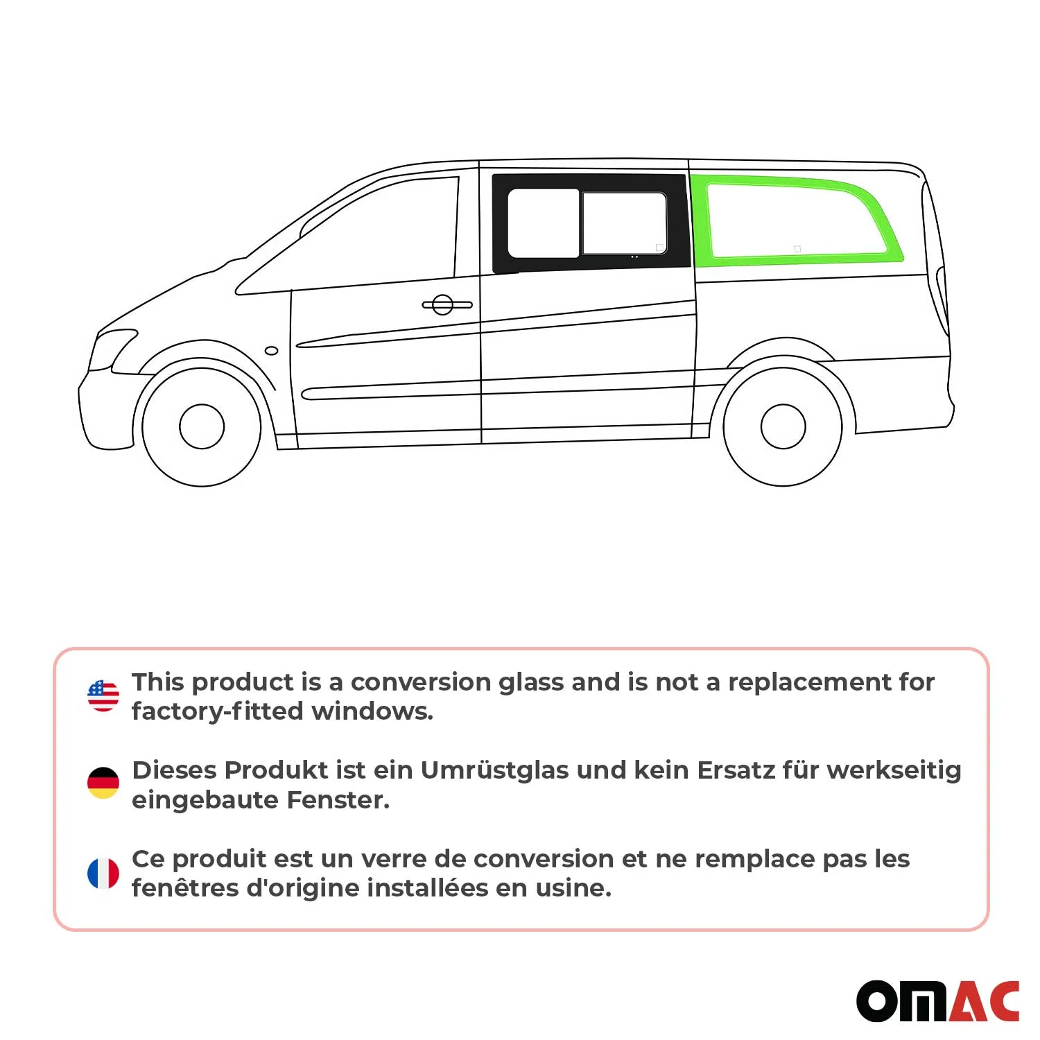 Seitenfenster Sicherheitsglas für Mercedes Vito W639 2003-2014 Vorne Links L2 - Image 2