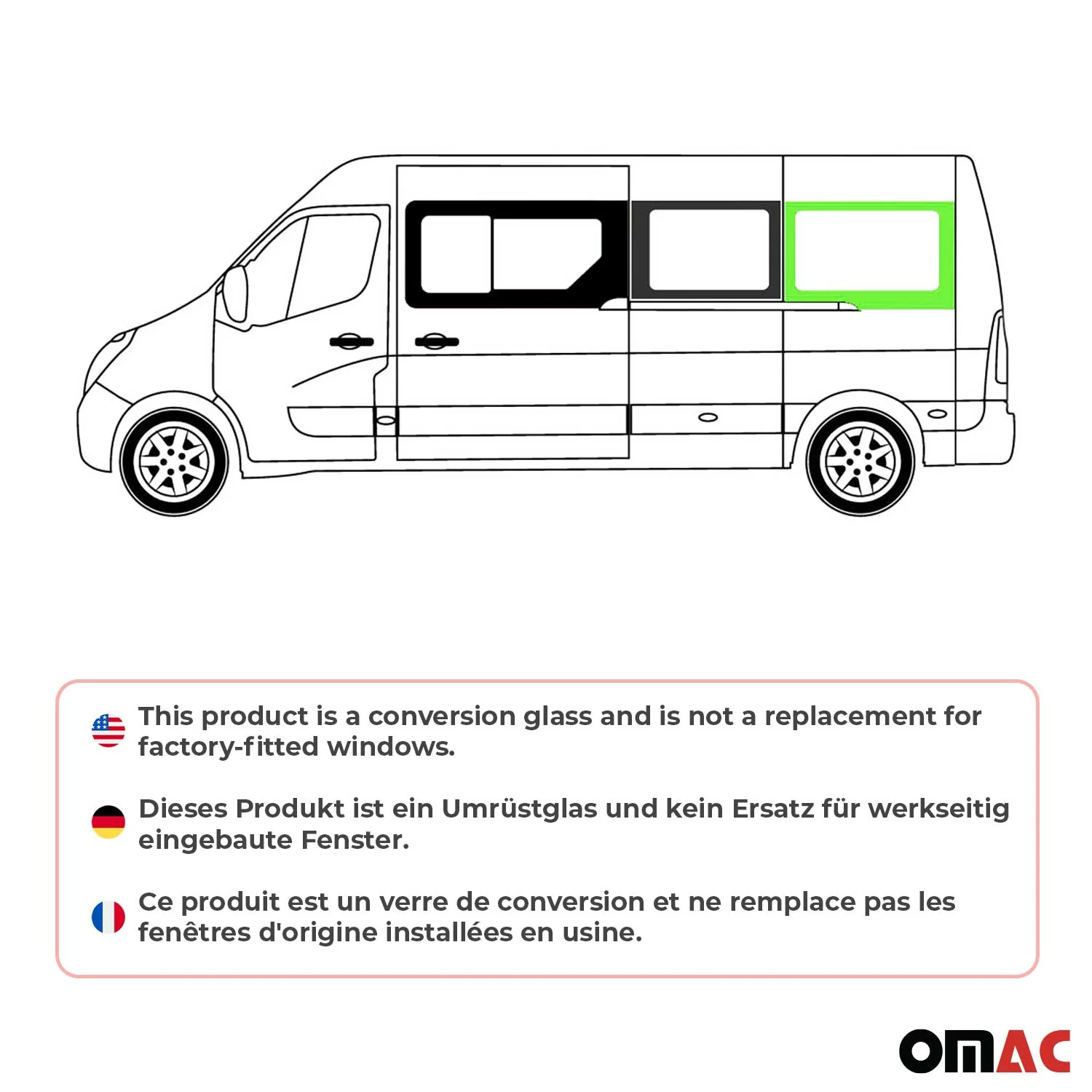 Seitenfenster Auto Fenster für Opel Movano 2010–2021 Links Schiebetür L3 L4 - Image 2