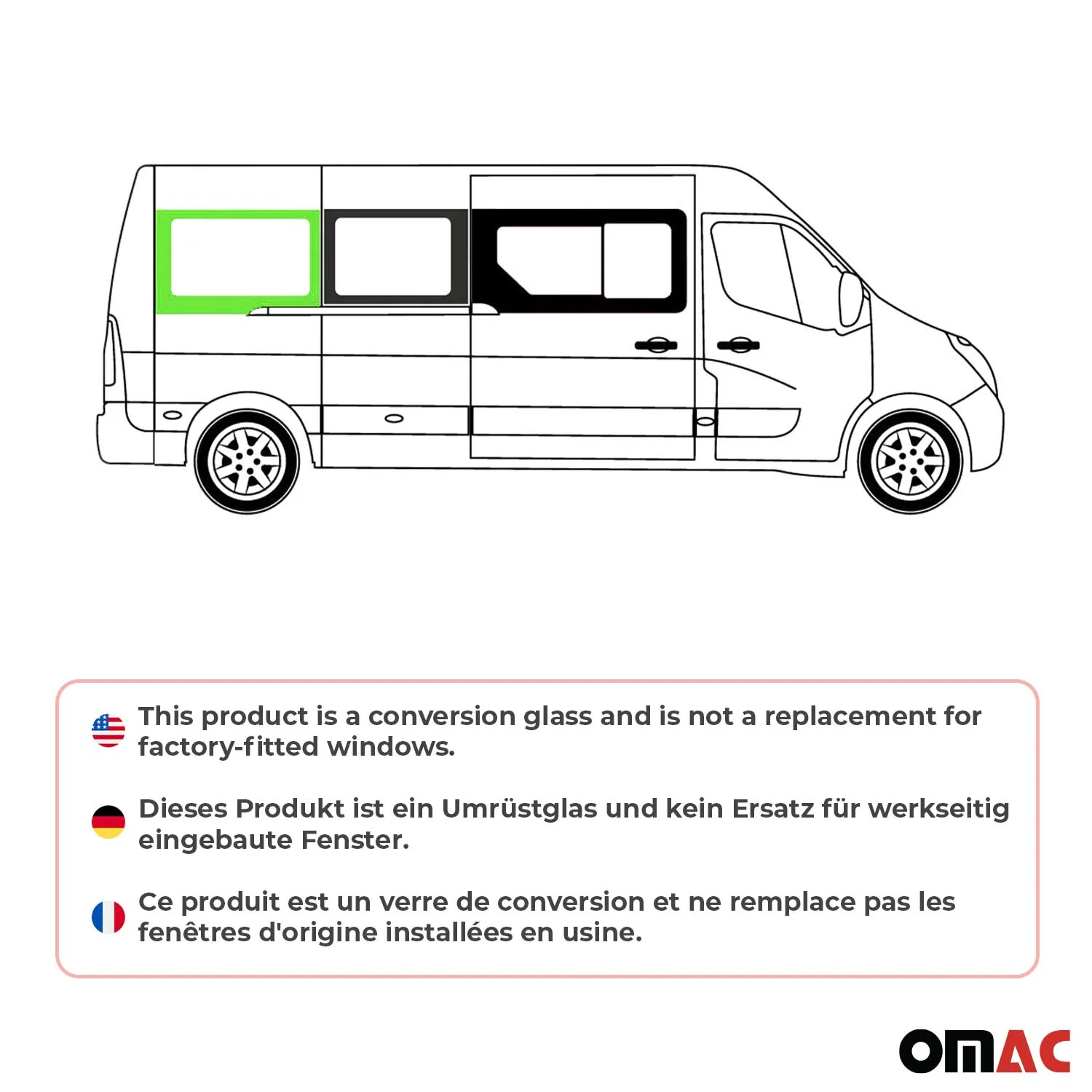 Seitenfenster Auto Fenster für Opel Movano 2010–2021 Schiebetür Rechts L3 L4 - Image 2