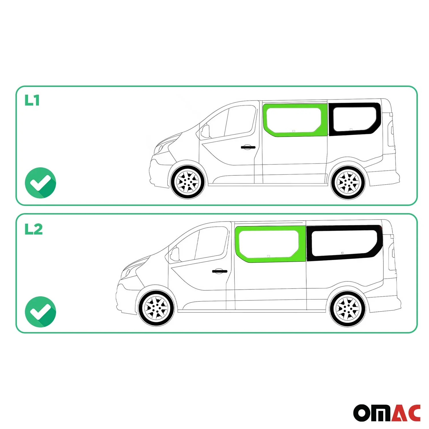 Seitenfenster Auto Fenster für Renault Trafic 2014-26 L1 L2 Kasten Links Schwarz - Image 3