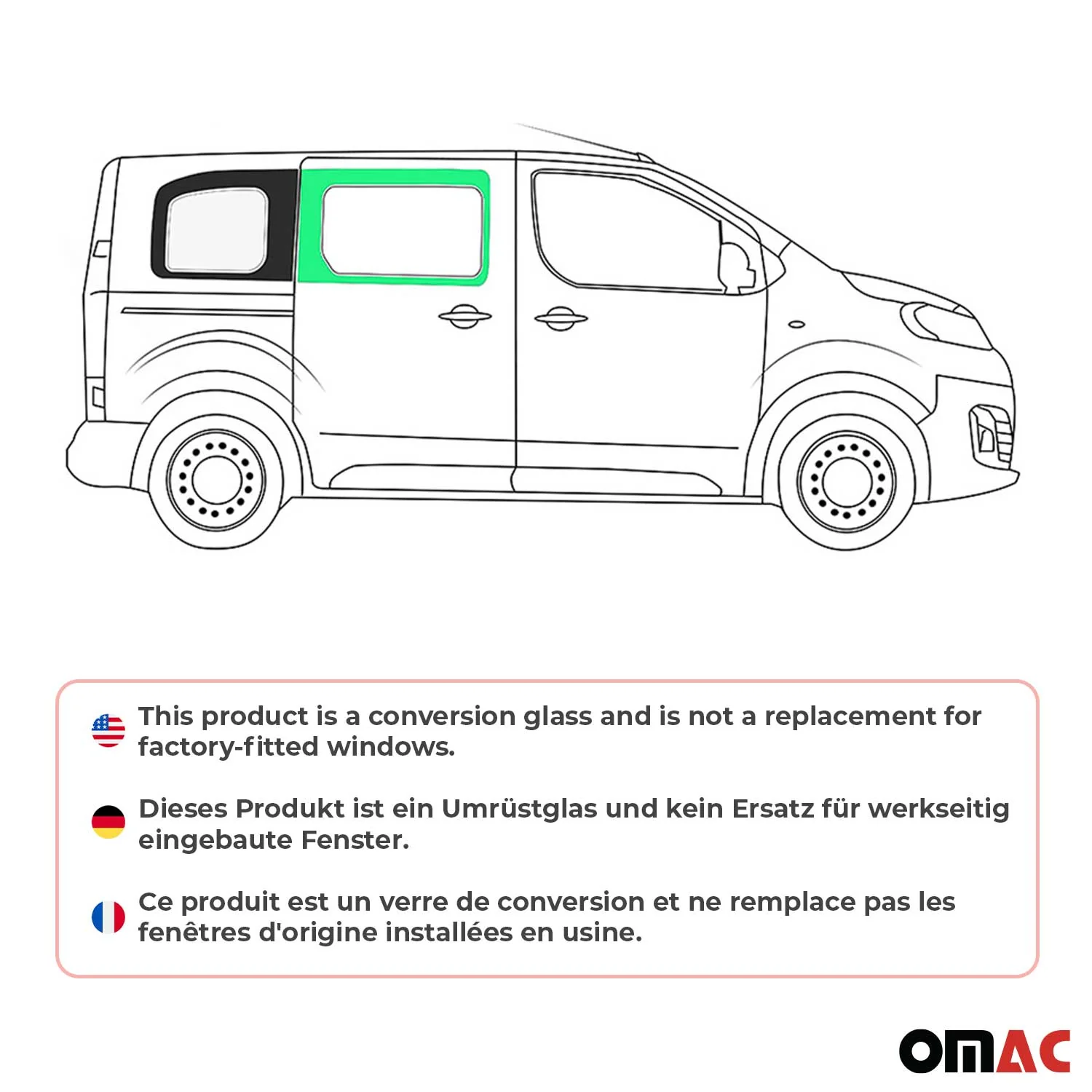 Seitenfenster Auto Fenster für Toyota Proace 2016-2026 Sicherheitsglas Rechts L1 - Image 2