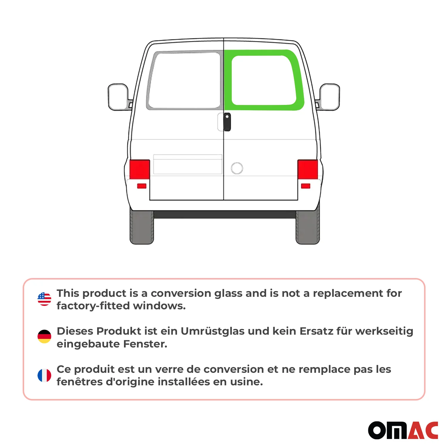 Heckscheibe Fenster für VW T4 Transporter 1990-2003 Doppelflügeltür Rechts L1 L2 - Image 2