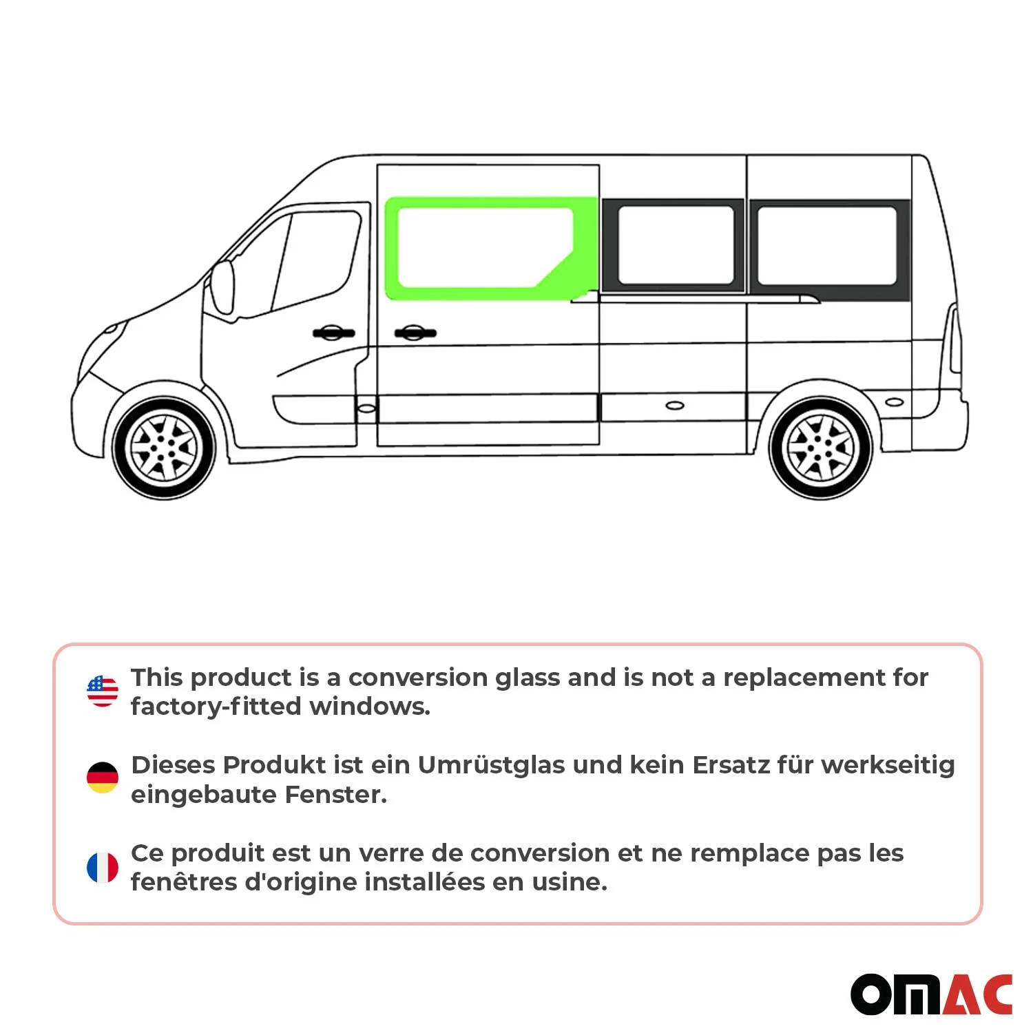 Seitenfenster Autofenster für Opel Movano 2010–2021 Links Schiebetür L2 L3 L4 H2 - Image 2