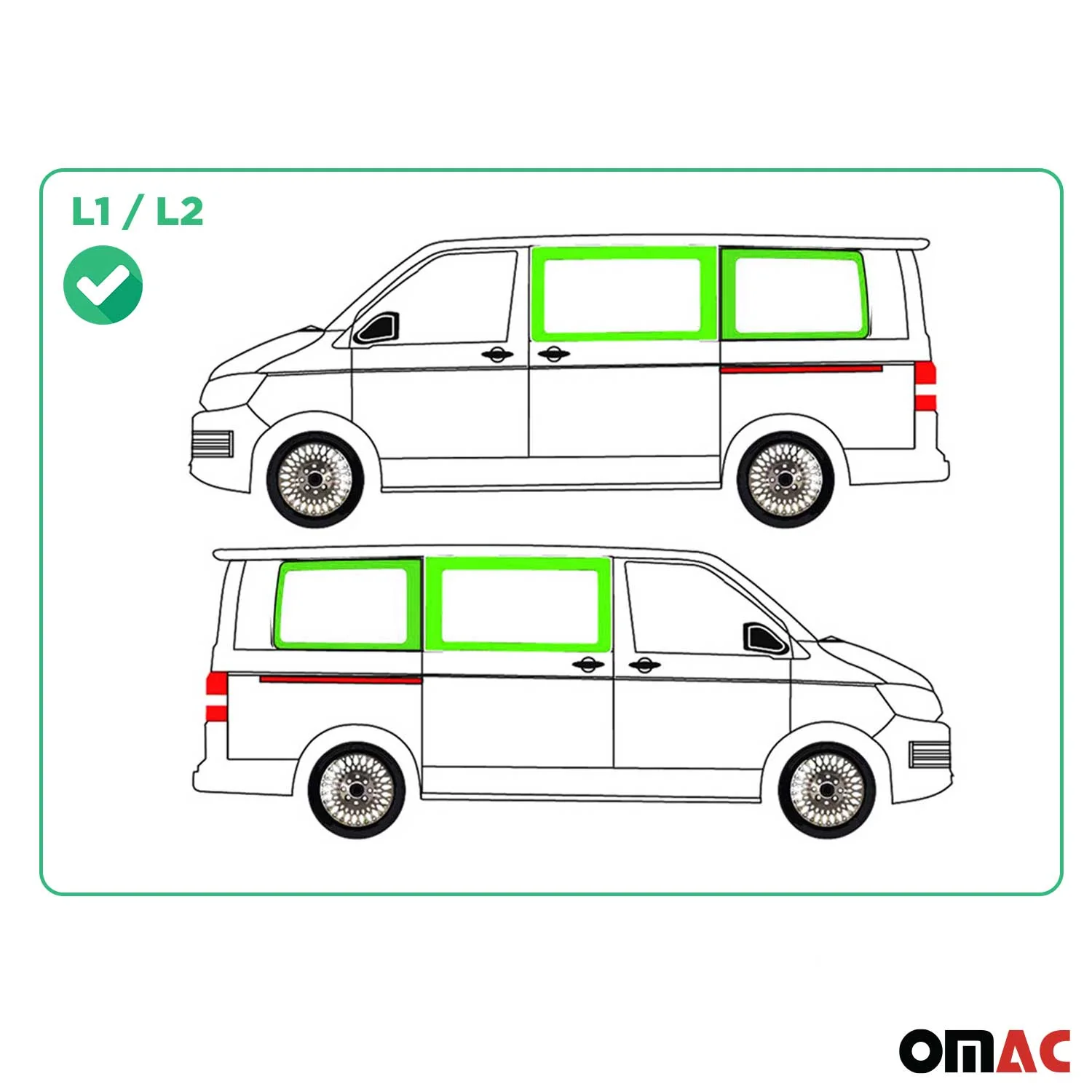 Seitenfenster Autoglas für VW T5 T6 2003-2024 Links Rechts 4x SET L1 L2 Mittel - Image 3