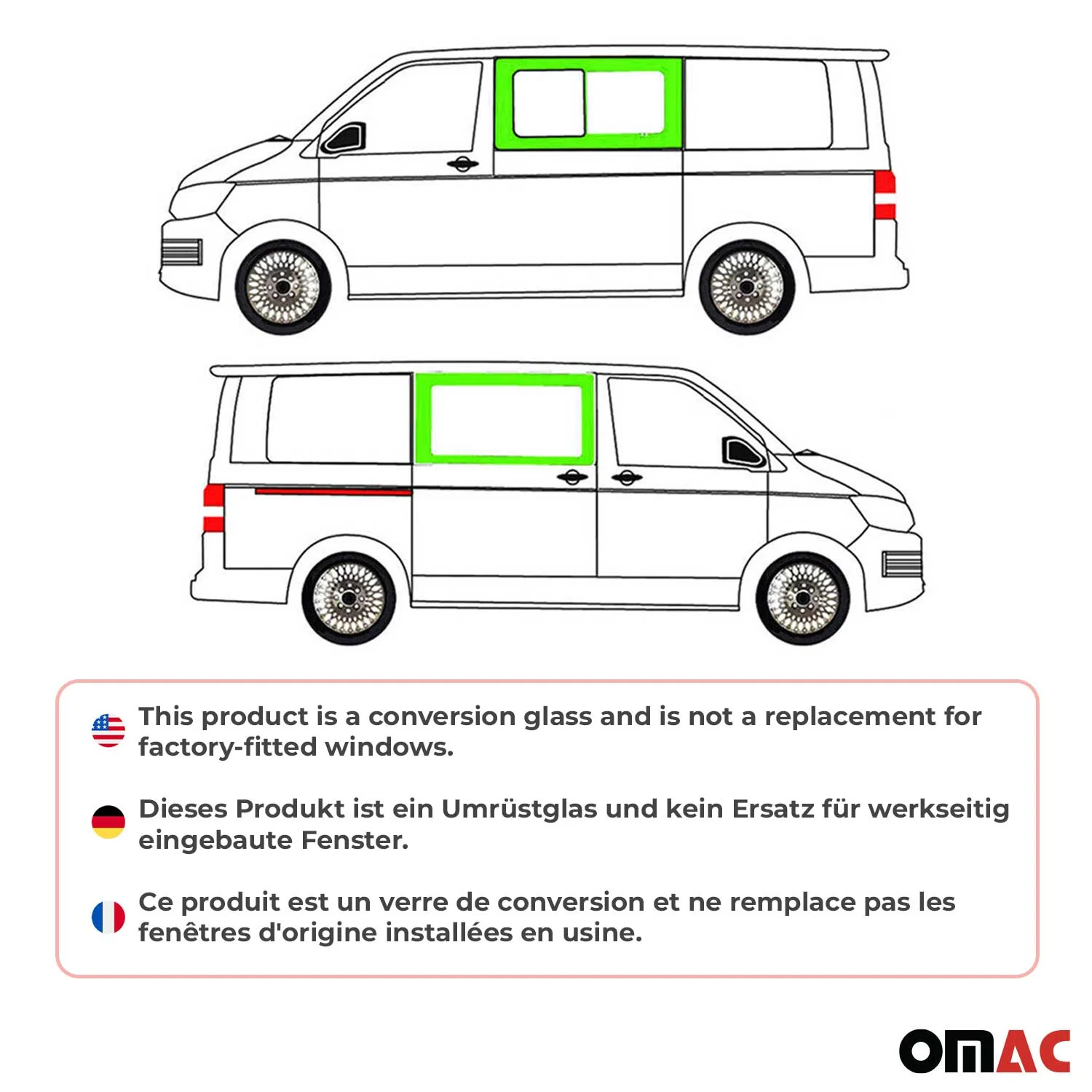 Seitenfenster für VW T6 T6.1 2015-2024 Schiebefenster Rechts Links SET L1 L2 - Image 2