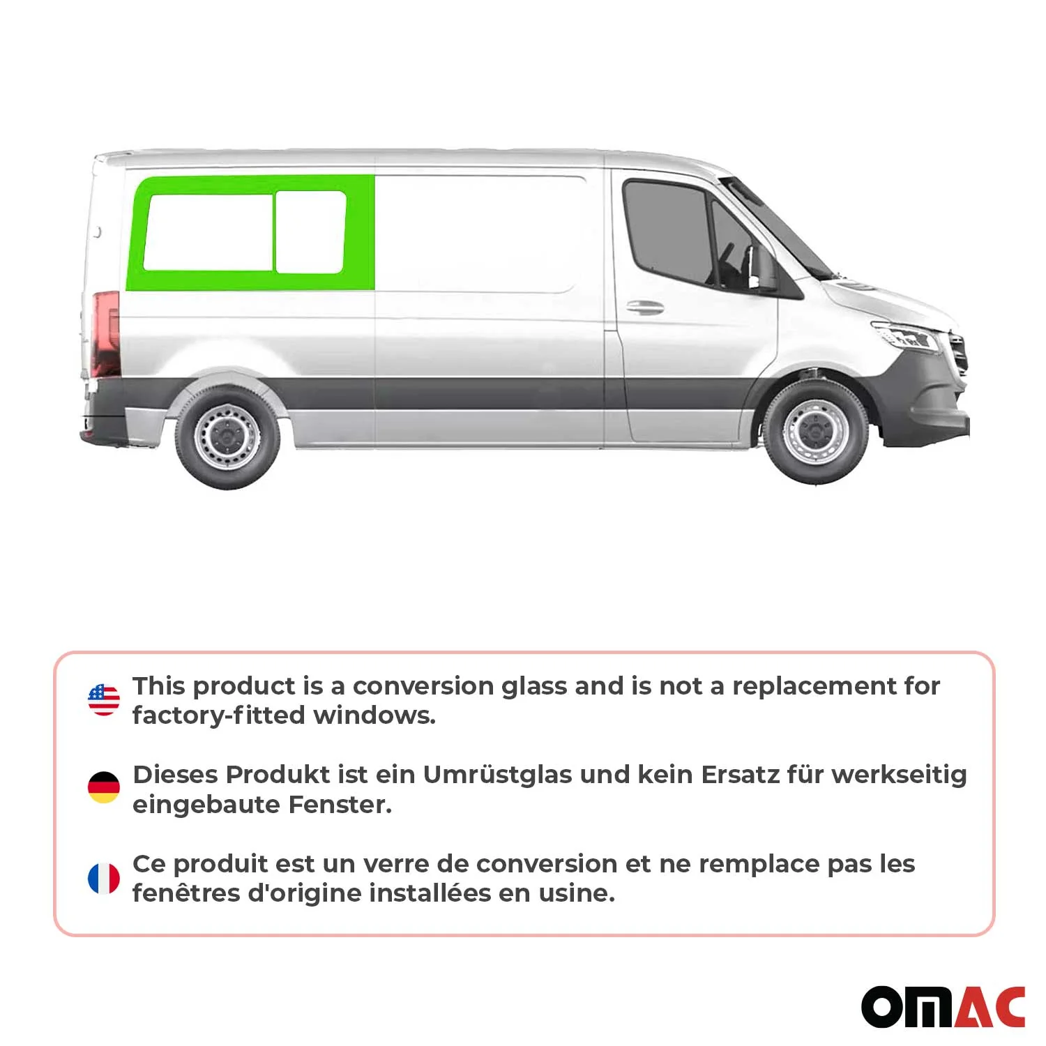 Seitenfenster Schiebefenster für VW Crafter 2006-2017 Sicherheitsglas Rechts L2 - Image 2