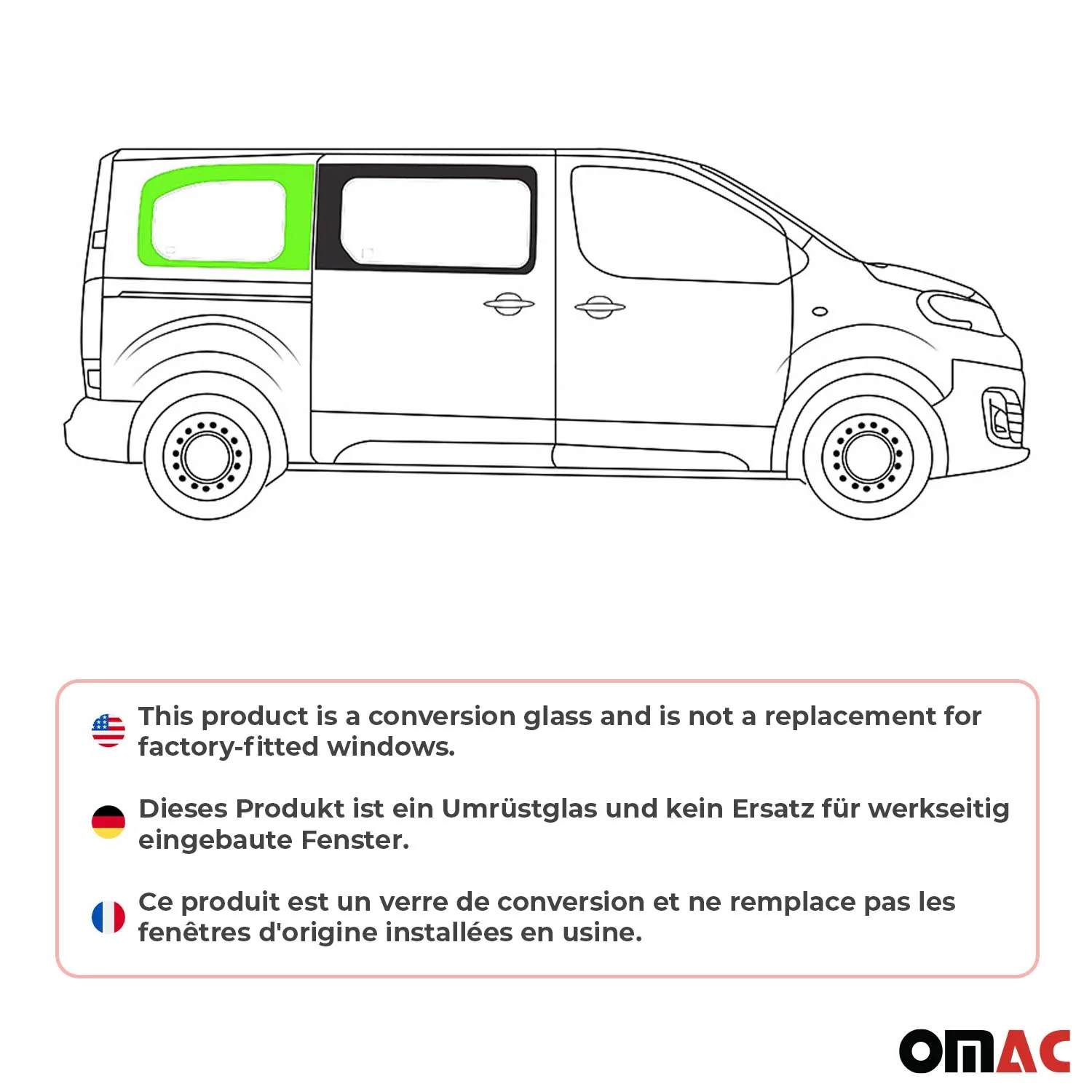Seitenfenster Seitenscheibe Auto Fenster für Toyota Proace 2016-2026 Rechts L2 - Image 2