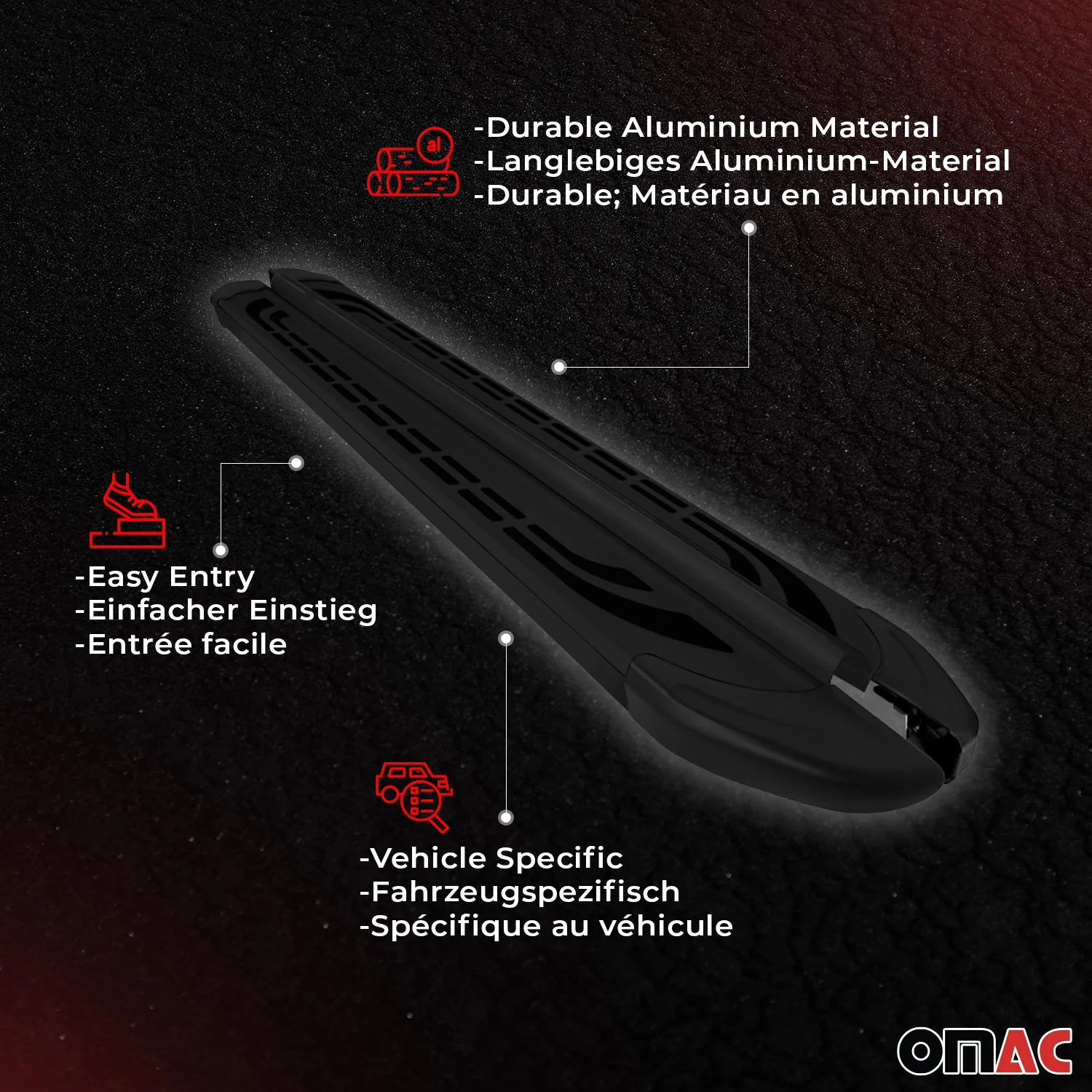 Seitenschweller Seitenbretter Trittbretter für Opel Mokka 2021-2026 Alu Schwarz - Image 4