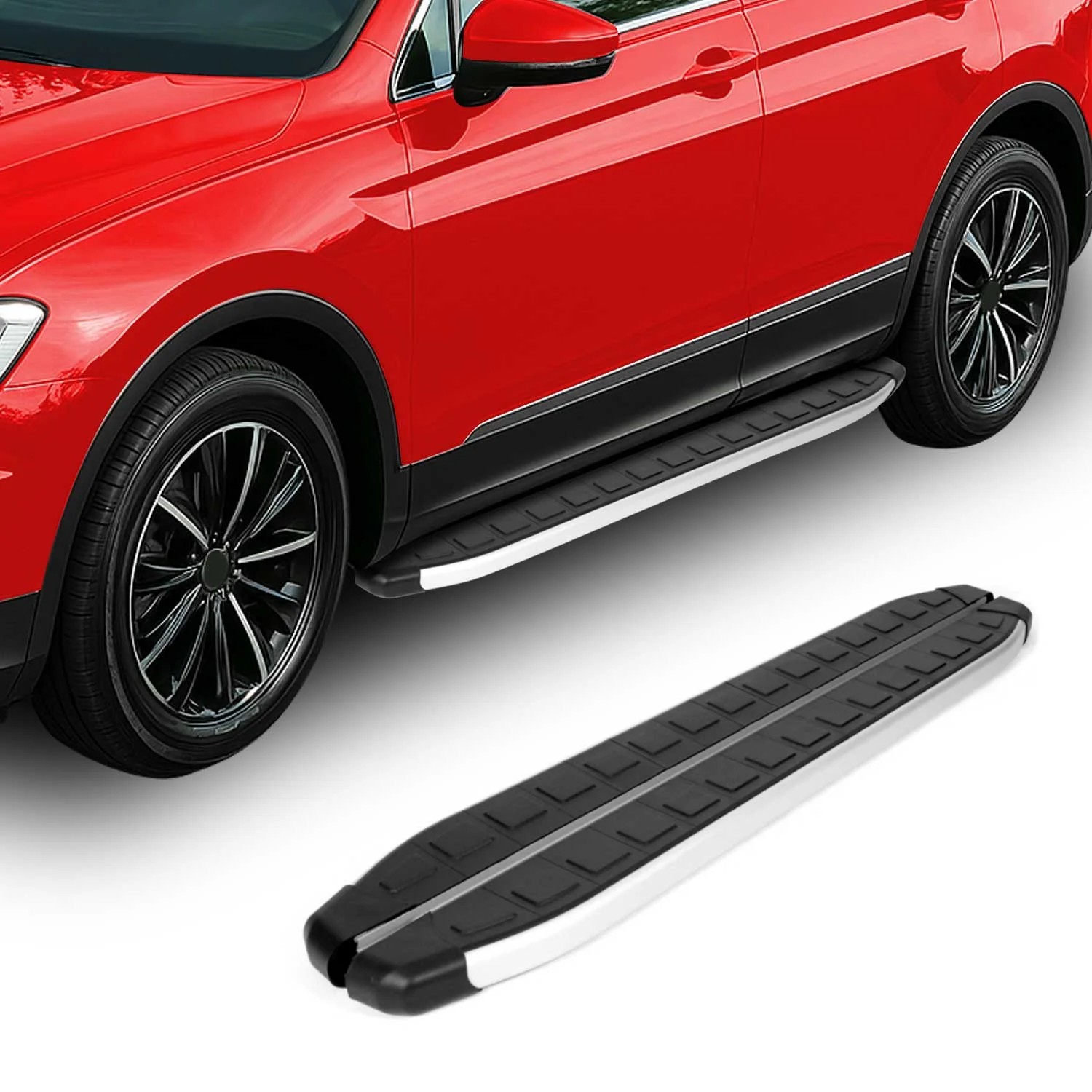 Seitenschweller Trittbretter für Opel Mokka 2021-2026 Alu Schwarz Silber 2tlg - Image 2