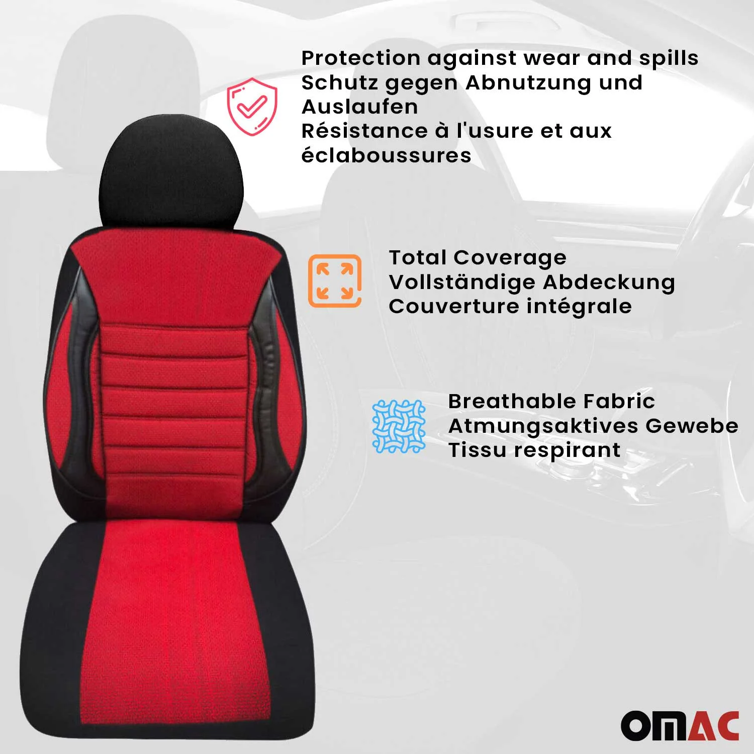 Schonbezüge Sitzbezüge für Renault Kangoo Espace Trafic Master Rot 5Sitz - Image 6