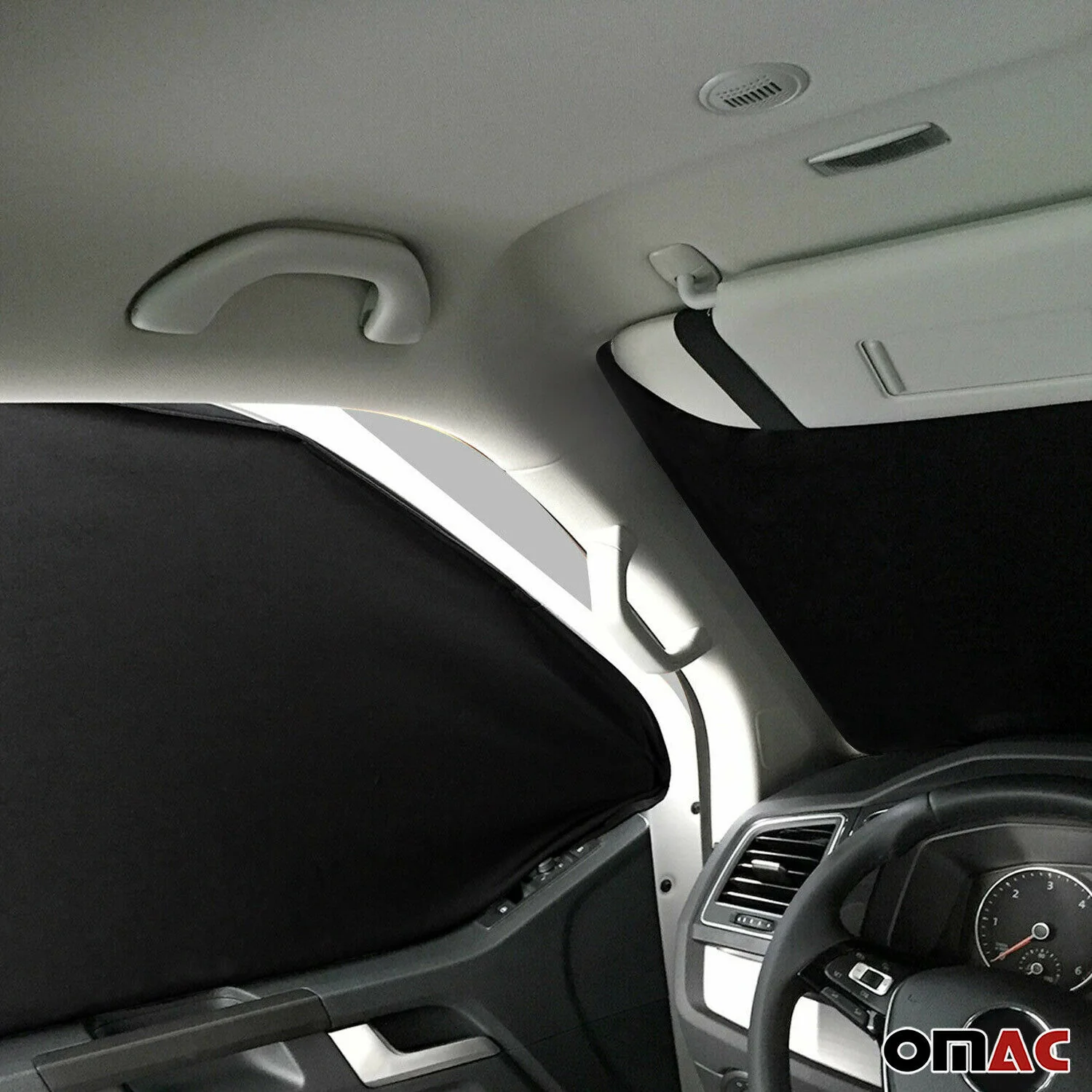 Frontscheibe Gardinen Maß Vorhänge für Peugeot Boxer 2006-2021 Grau Schwarz 3tlg - Image 6