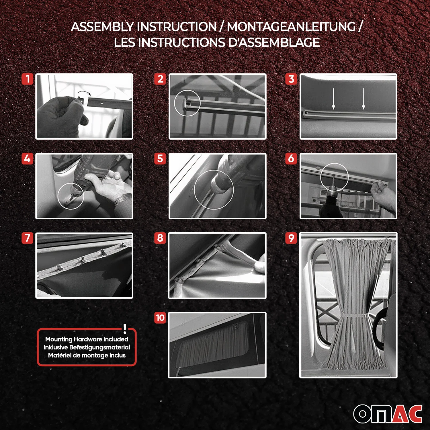 Sonnenschutz Gardinen für Renault Trafic 2014-26 L1 Kurzer Doppelhecktür Rot 10x - Image 9