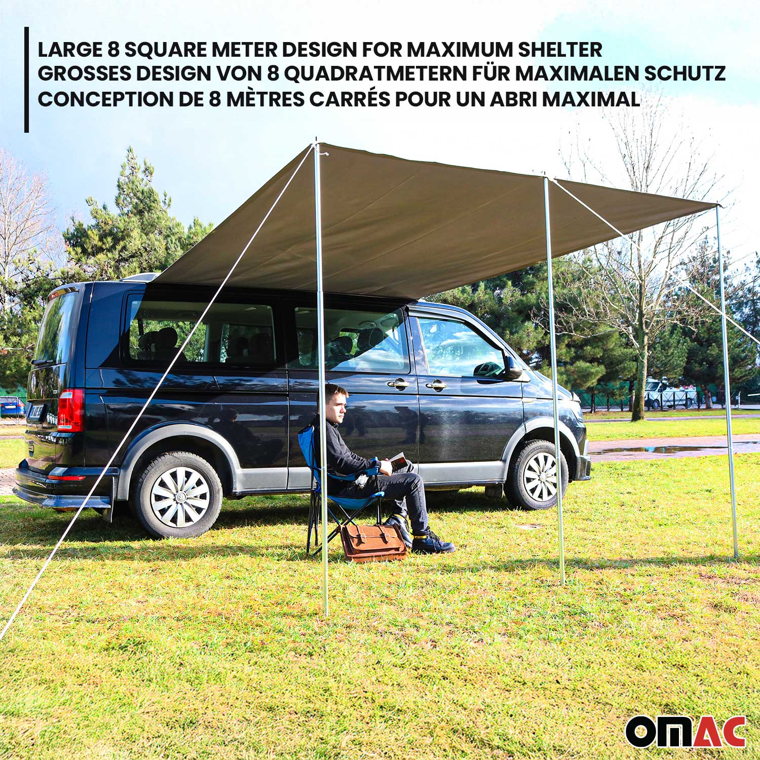 Sonnensegel Kederschiene & Markise Vorzelt Satz für VW T5 T6 ab 2003 L2 Silber - Image 5