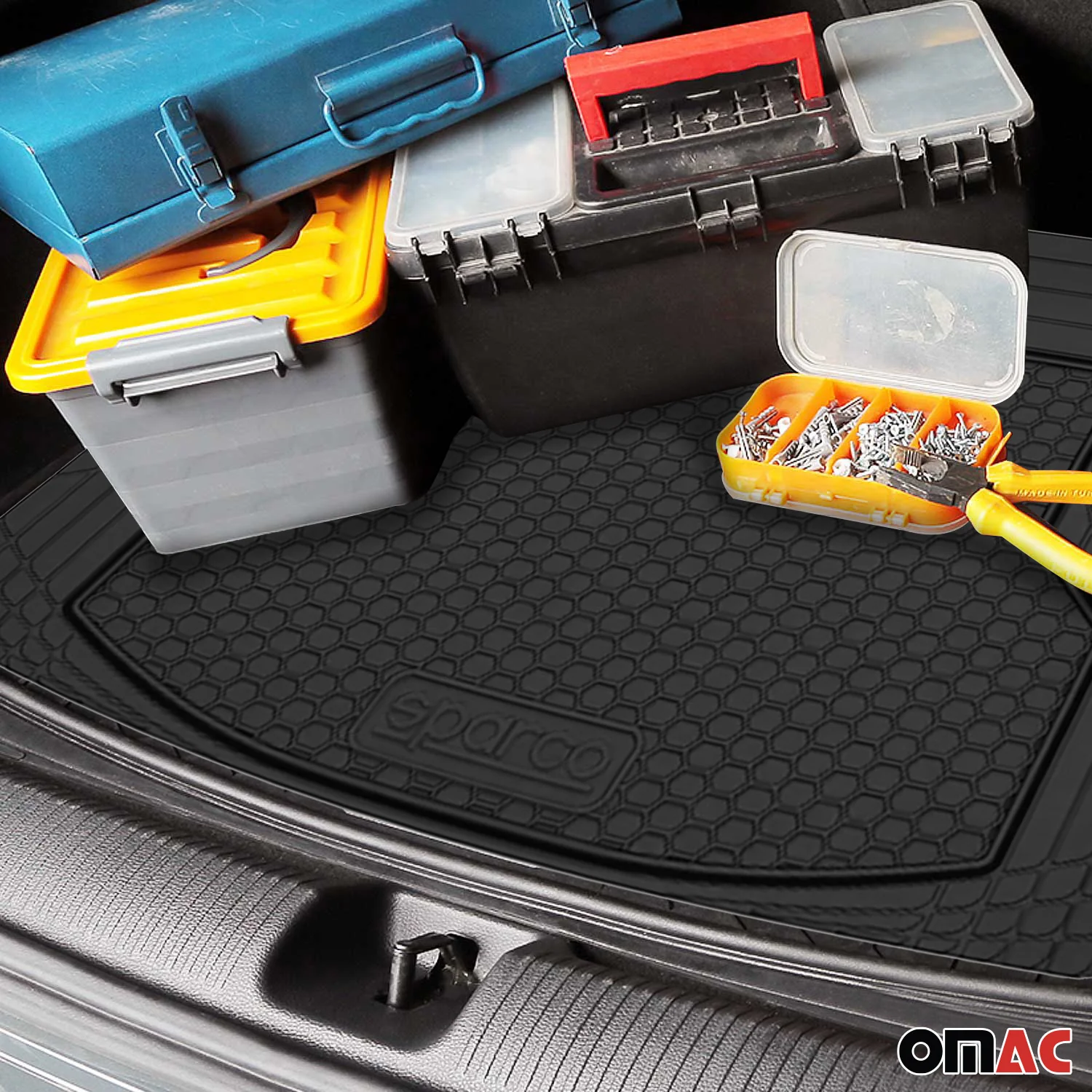 SPARCO Kofferraumwanne Laderaumwanne für Audi Universal Trimmbare Gummi Schwarz - Image 5