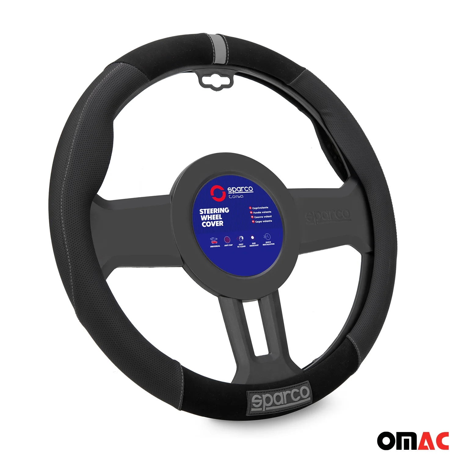 SPARCO Lenkradbezüge Lenkradschoner Lenkradschutz Schwarz Grau Gummi Suede - Image 5