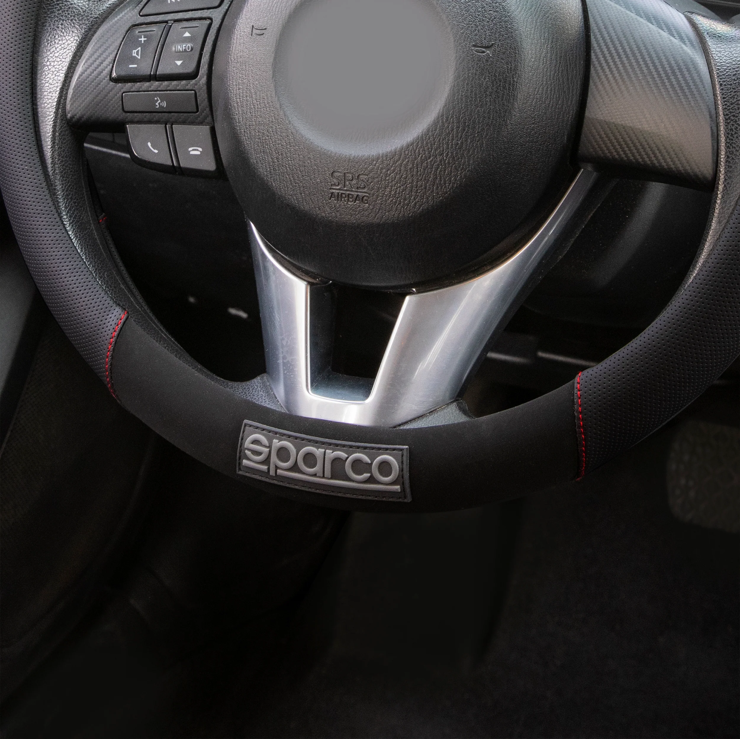 SPARCO Lenkradbezüge Lenkradschoner Lenkradschutz Schwarz Rot Gummi Suede - Image 5