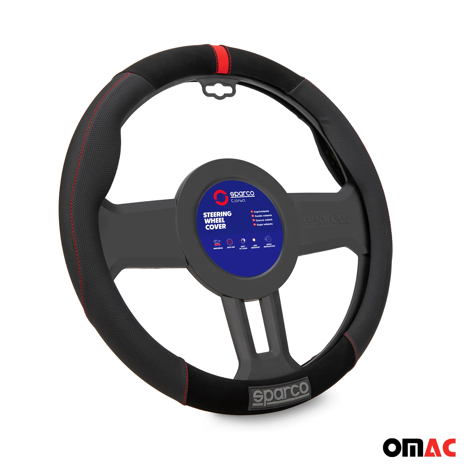 SPARCO Lenkradbezüge Lenkradschoner Lenkradschutz Schwarz Rot Gummi Suede - Image 6