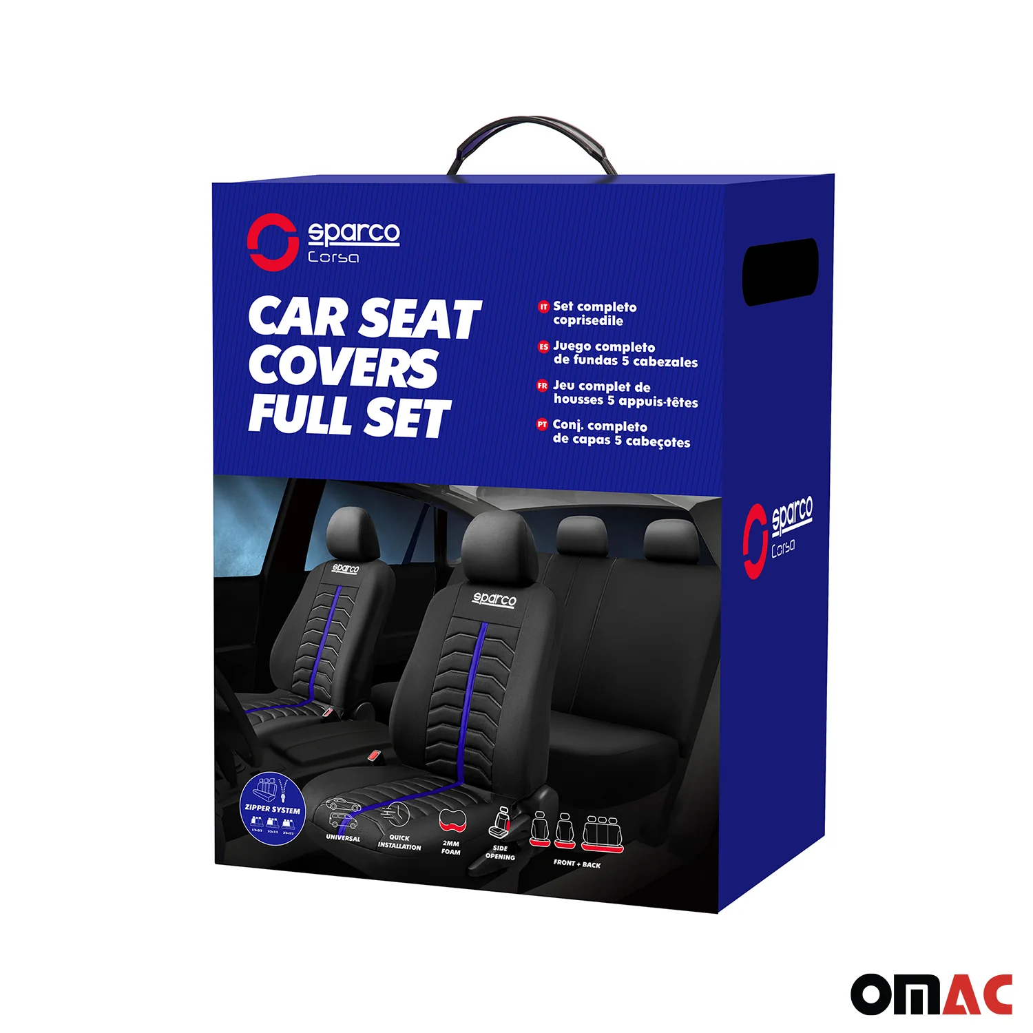 SPARCO Sitzbezüge Schonbezüge Autositzbezüge Universell Blau Rot Vorne Hinten - Image 4