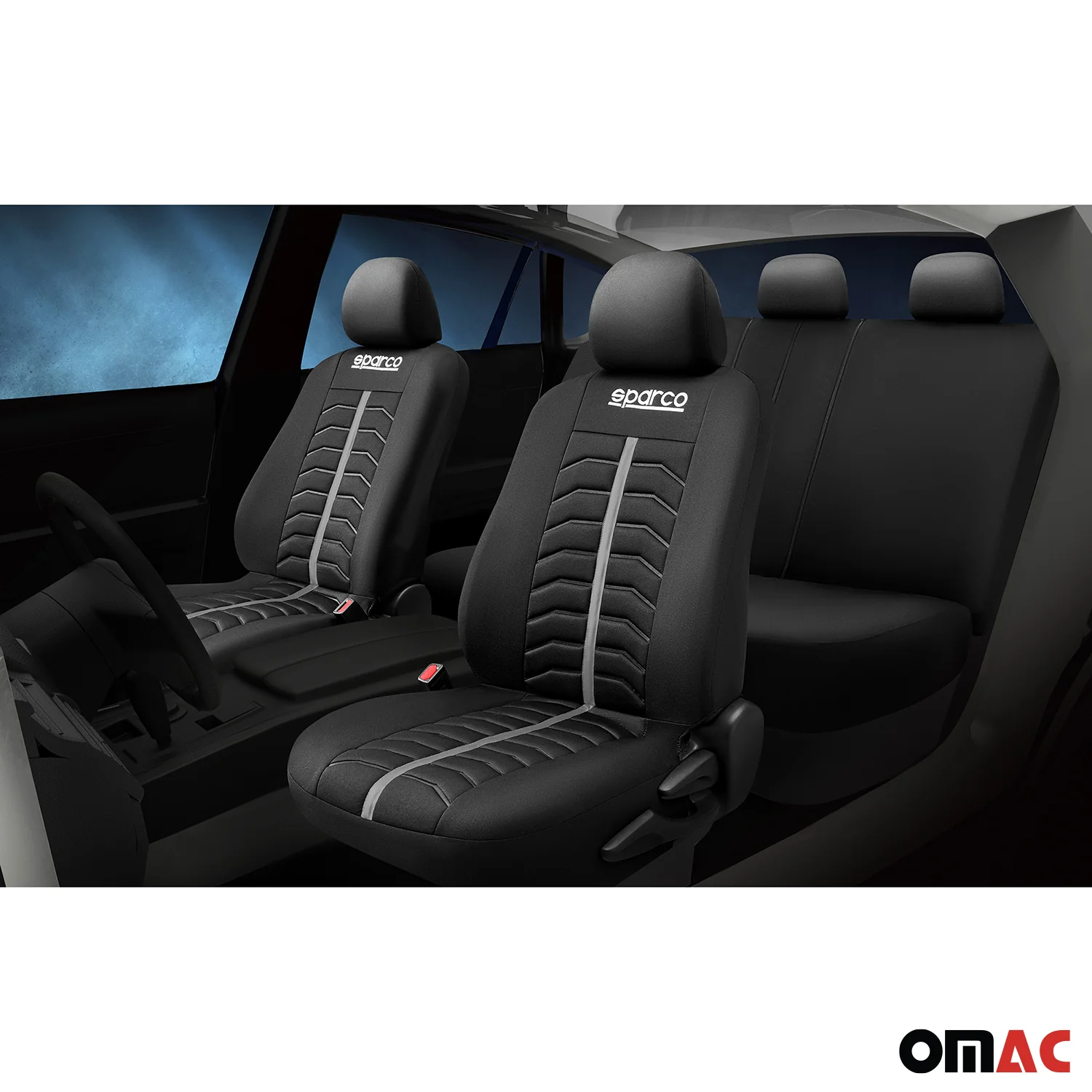 SPARCO Sitzbezüge Schonbezüge Autositzbezüge Universell Grau Vorne Hinten - Image 2