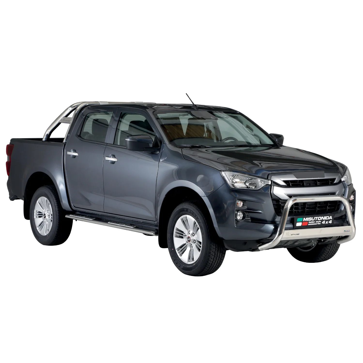 Stahl Seitenschweller Schwellerrohre für Isuzu D-Max Double Cab 2019-2026 Grau
