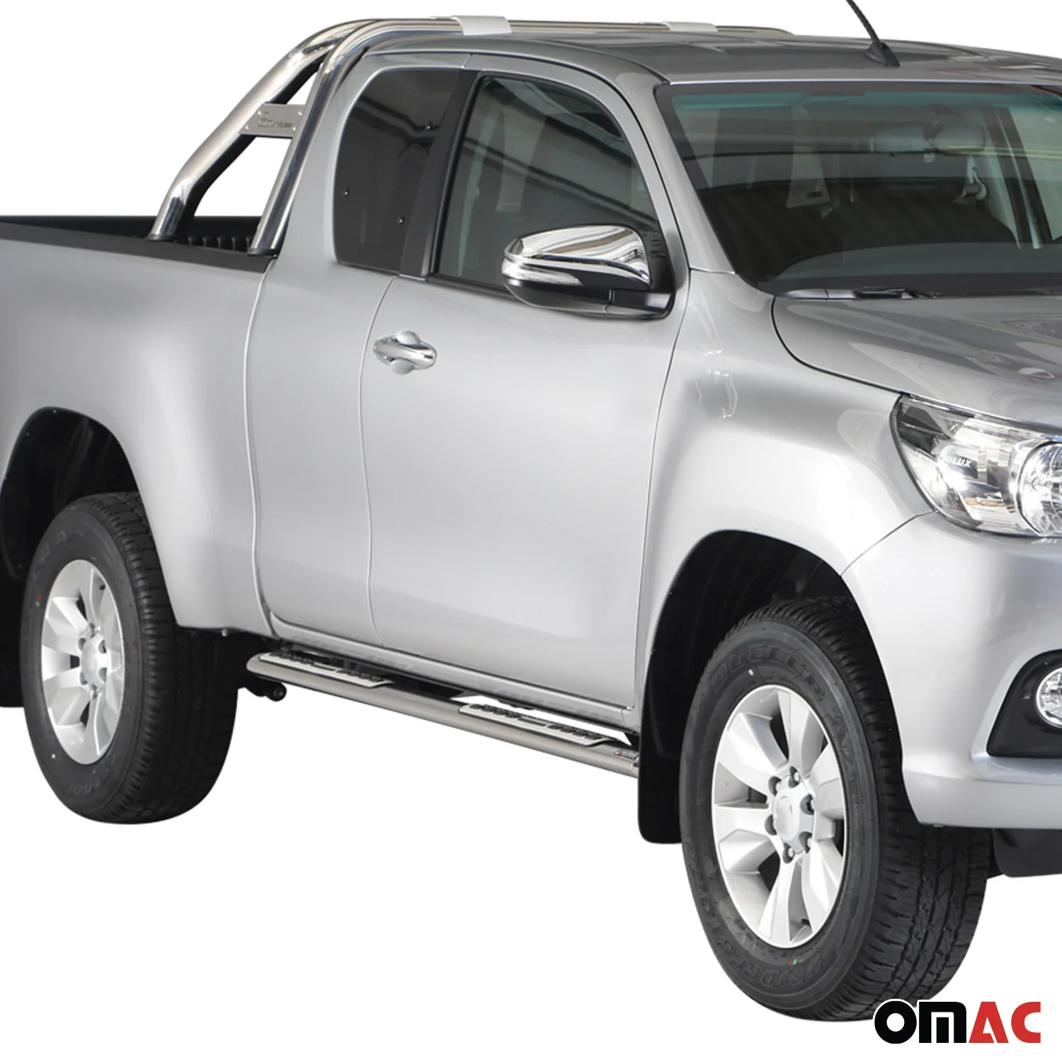 Stahl Seitenschweller Schwellerrohre für Toyota Hilux Extra Cab 2015-2026 Grau - Image 2