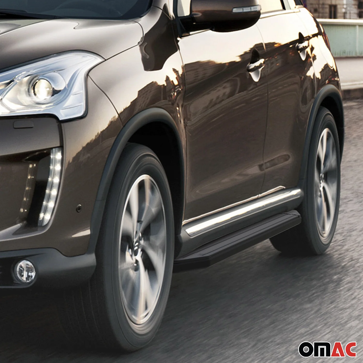 Trittbretter Seitenschweller für Citroen C-Crosser 2007-2013 ABE Schwarz Alu - Image 6
