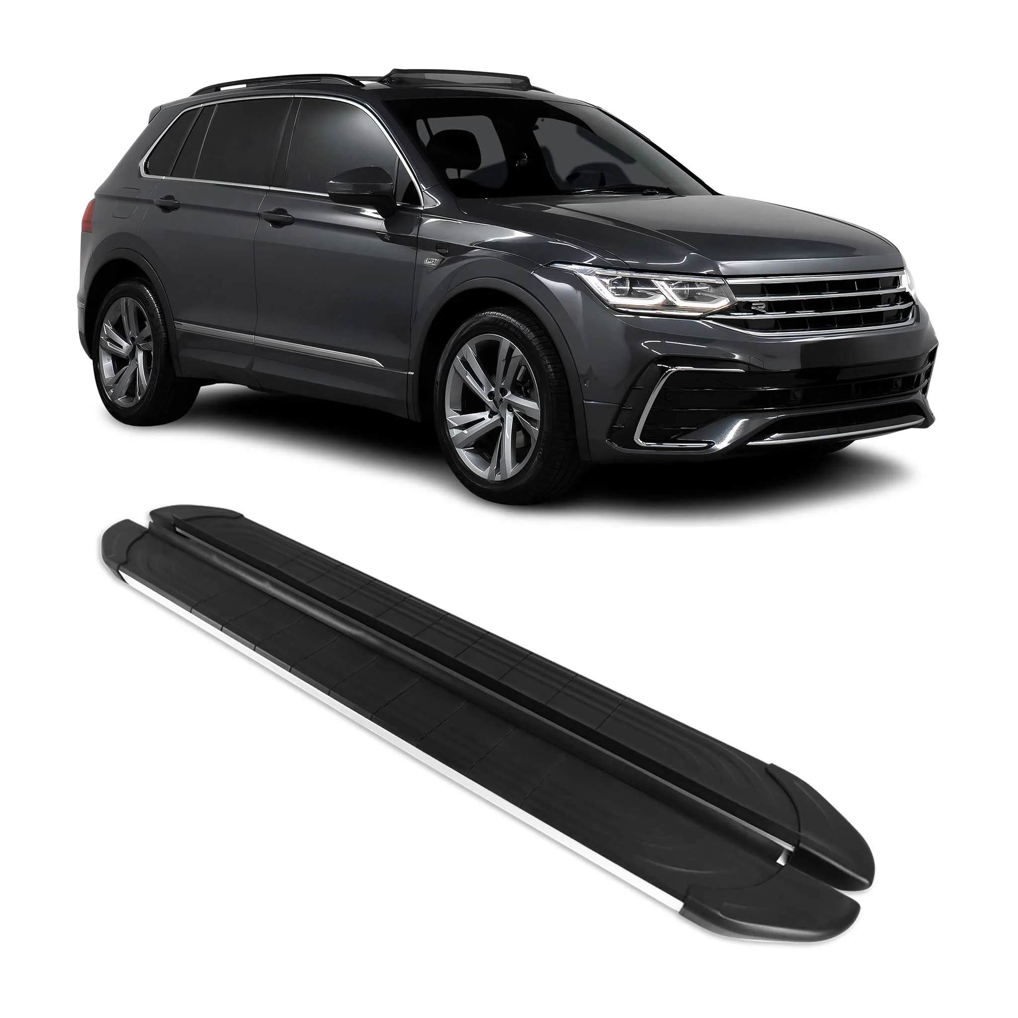 Trittbretter Seitenschweller für VW Tiguan II 2016-2023 Aluminium Schwarz Silber