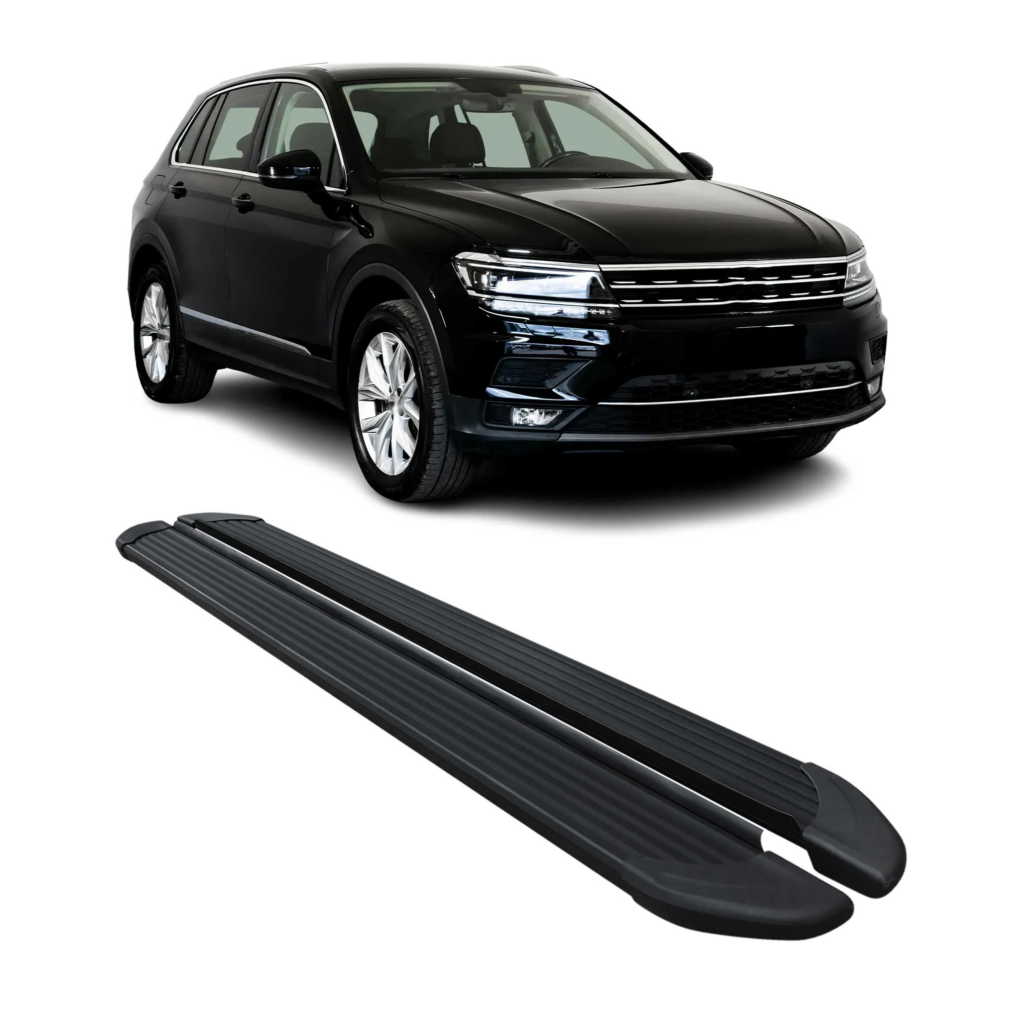 Seitenschweller Trittbretter Schweller für VW Tiguan II 2016-2023 Alu Schwarz
